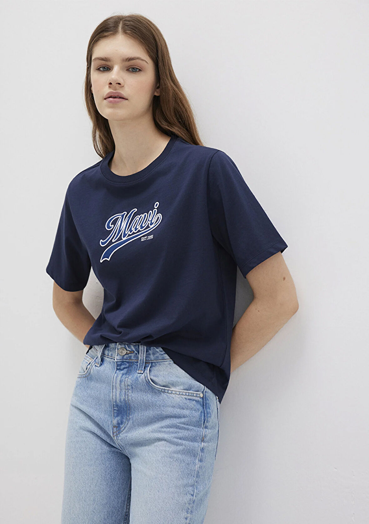 Mavi Logo Baskılı Lacivert Tişört 1613565-82318