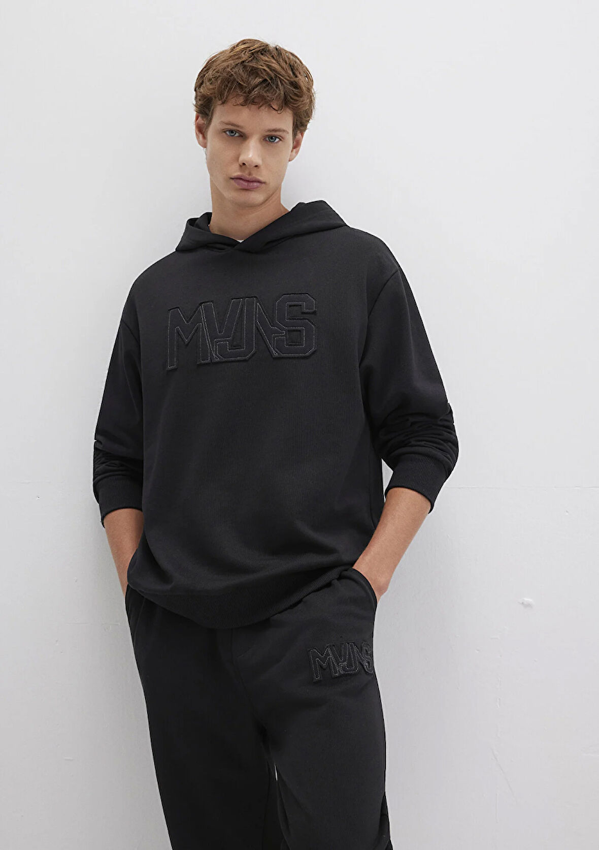 MVJNS Baskılı Kapüşonlu Siyah Sweatshirt 0S10346-900