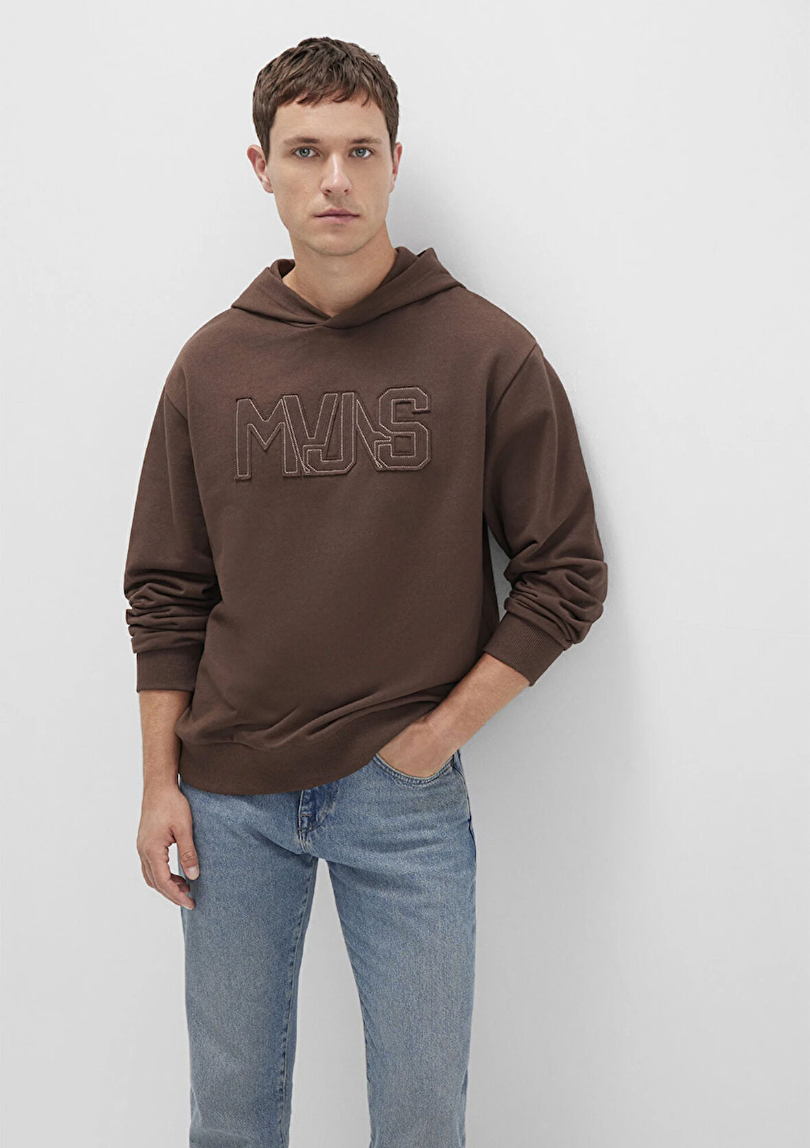 MVJNS Baskılı Kapüşonlu Kahverengi Sweatshirt 0S10346-88067