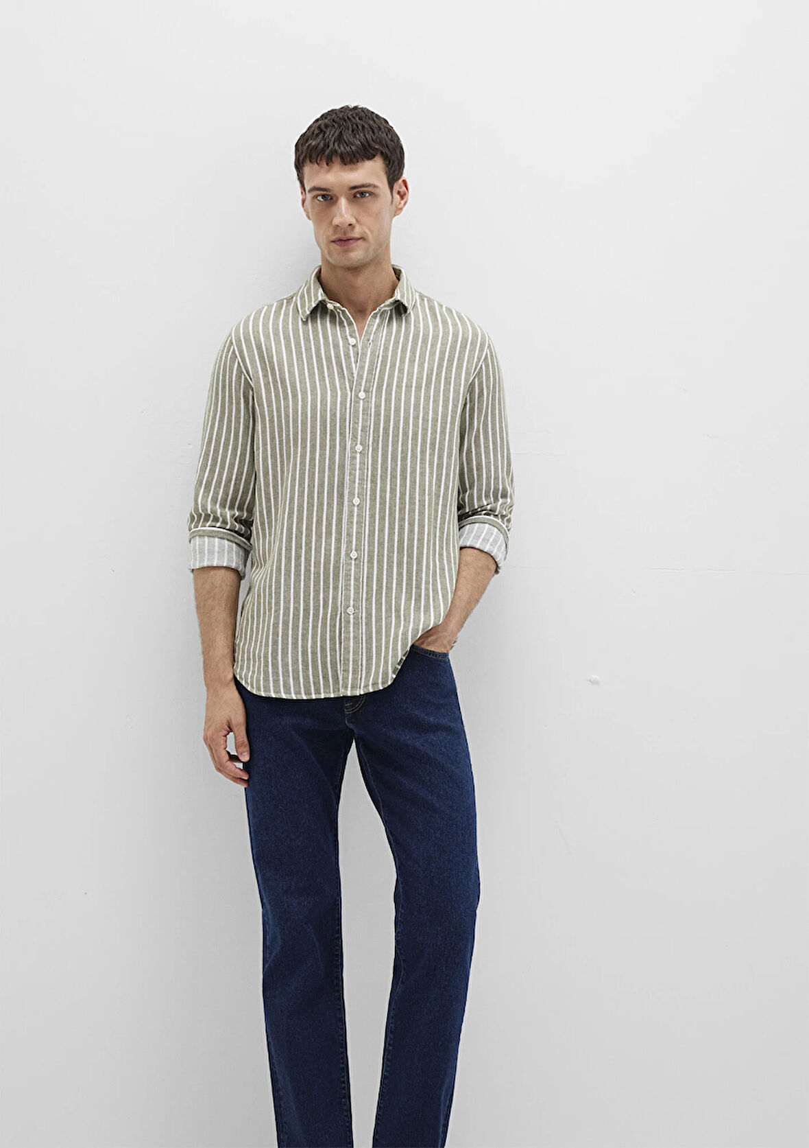 Çizgili Yeşil Gömlek 0211698-91114
