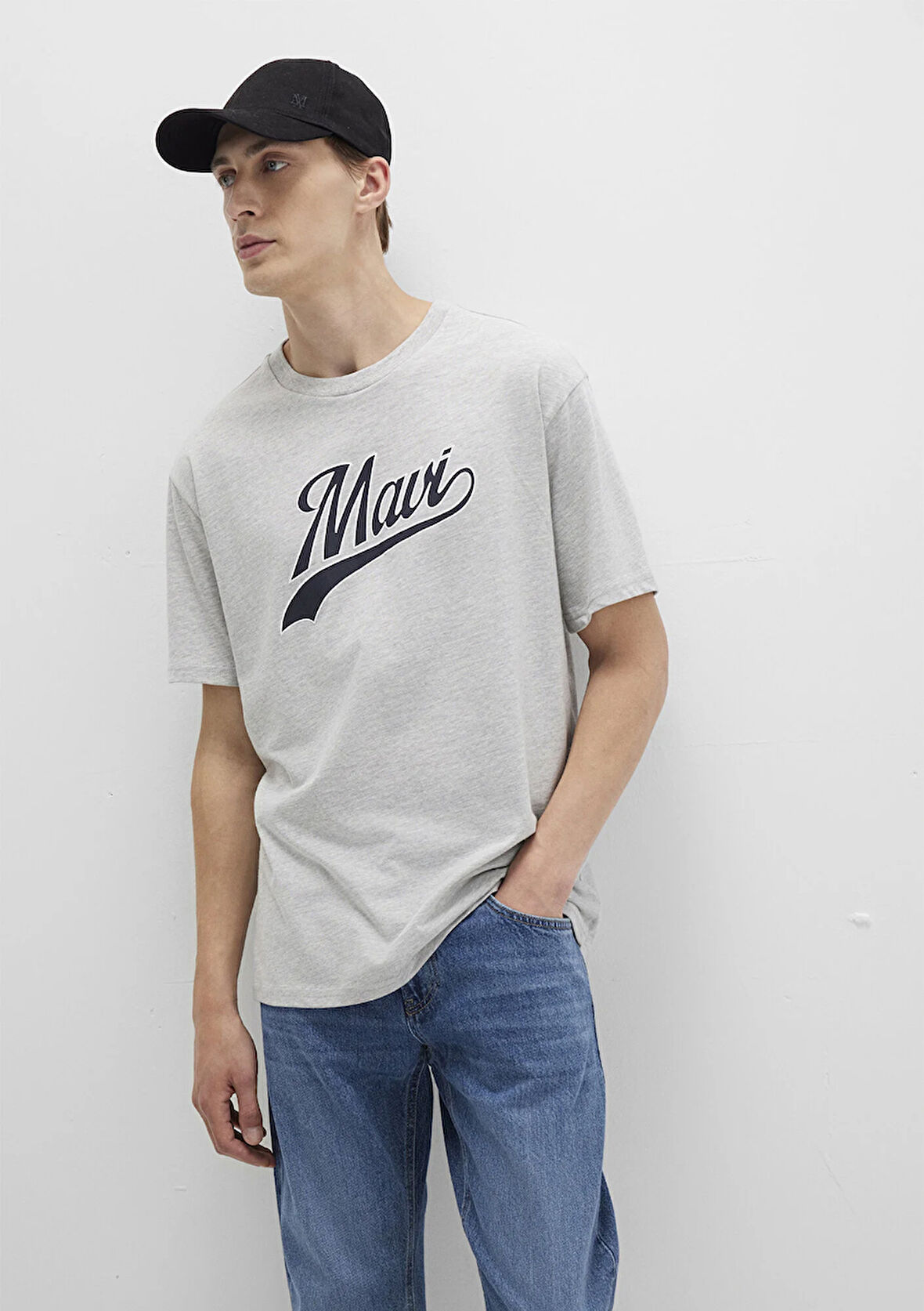 Mavi Logo Baskılı Gri Tişört 0613023-80018