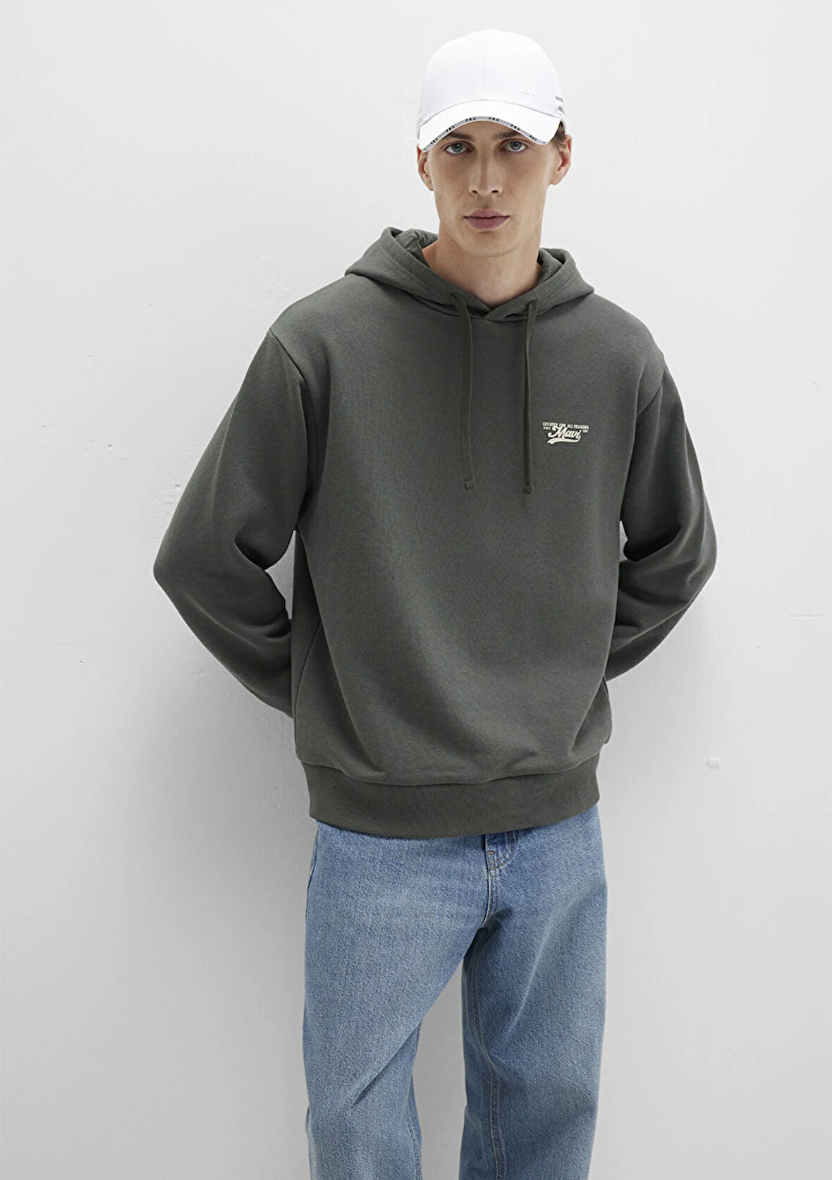 Mavi Logo Baskılı Kapüşonlu Yeşil Sweatshirt 0S10468-71598