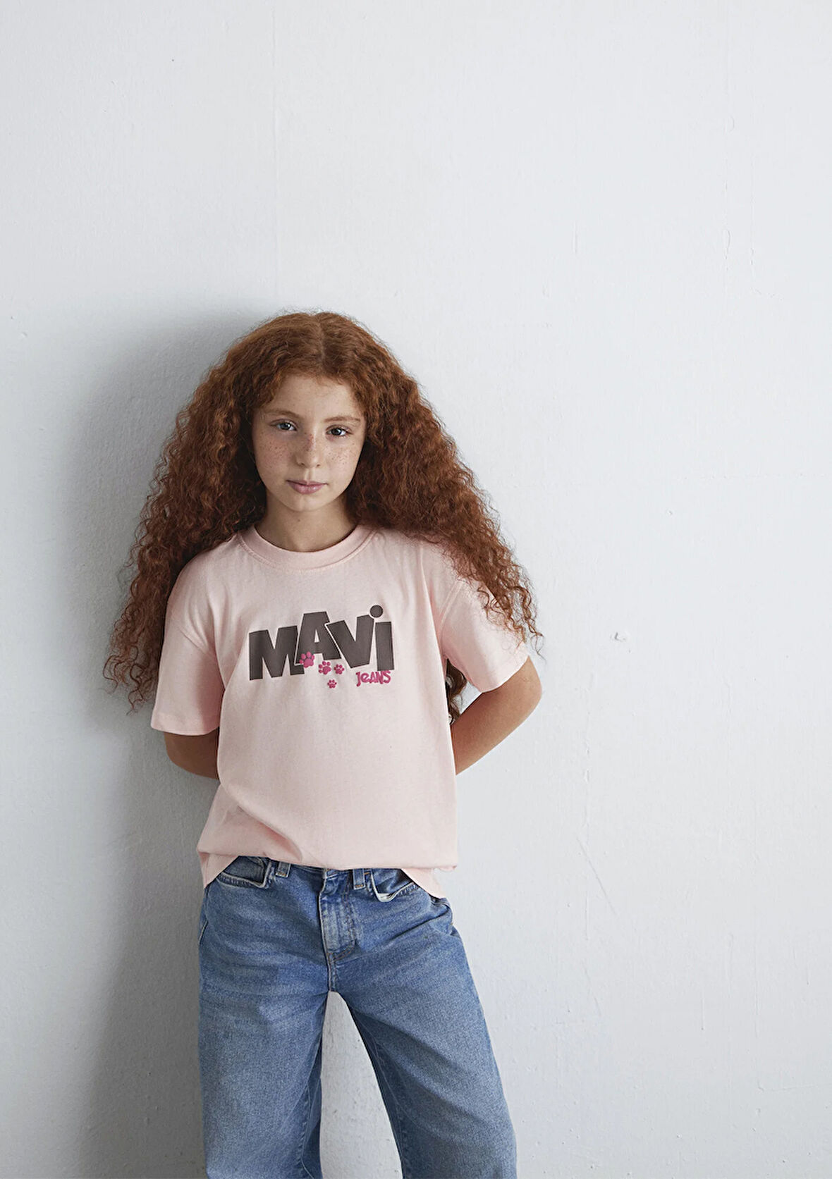 Mavi Pati Baskılı Pembe Tişört 7610361-90974