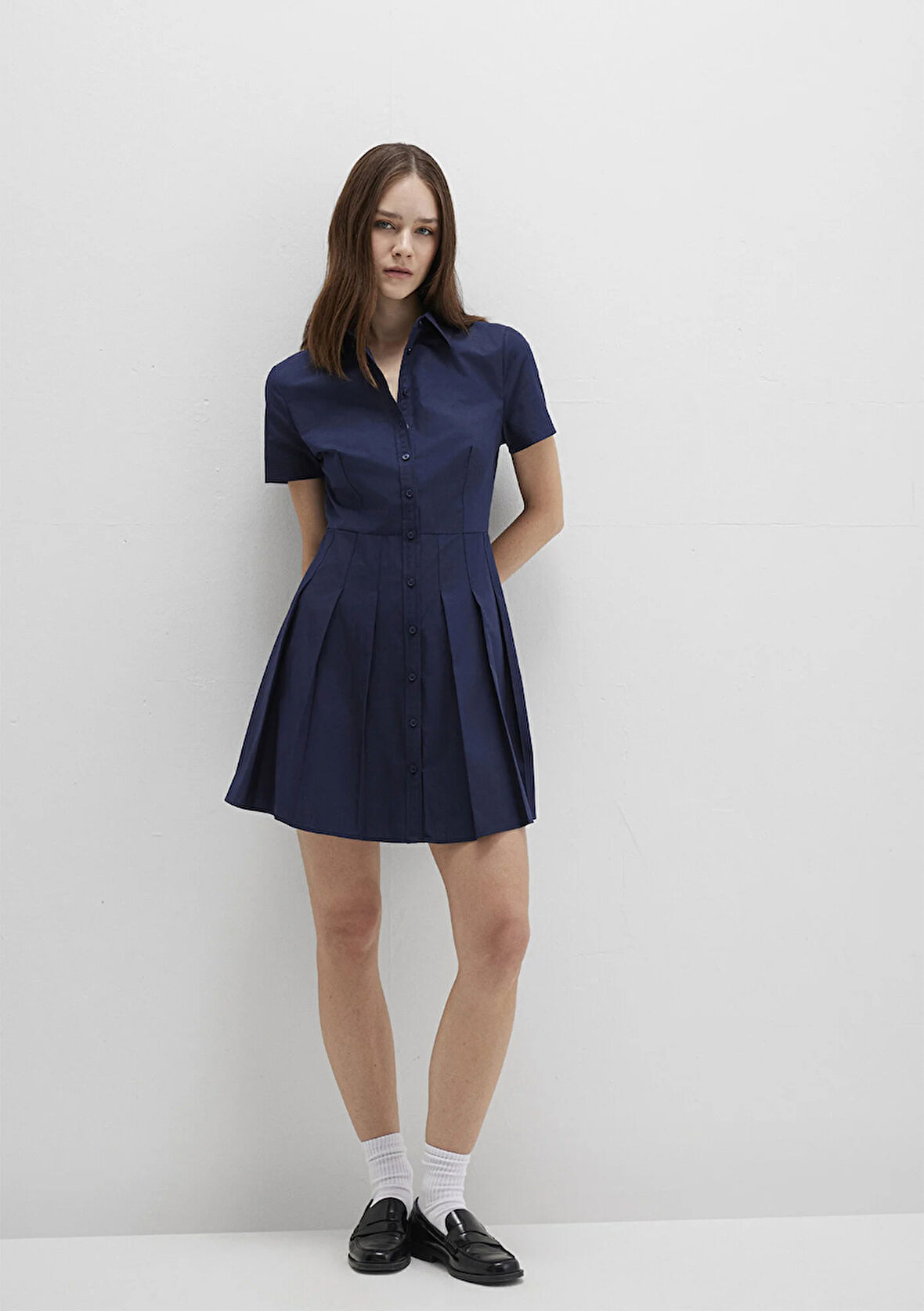 Lacivert Mini Elbise 1310762-82318