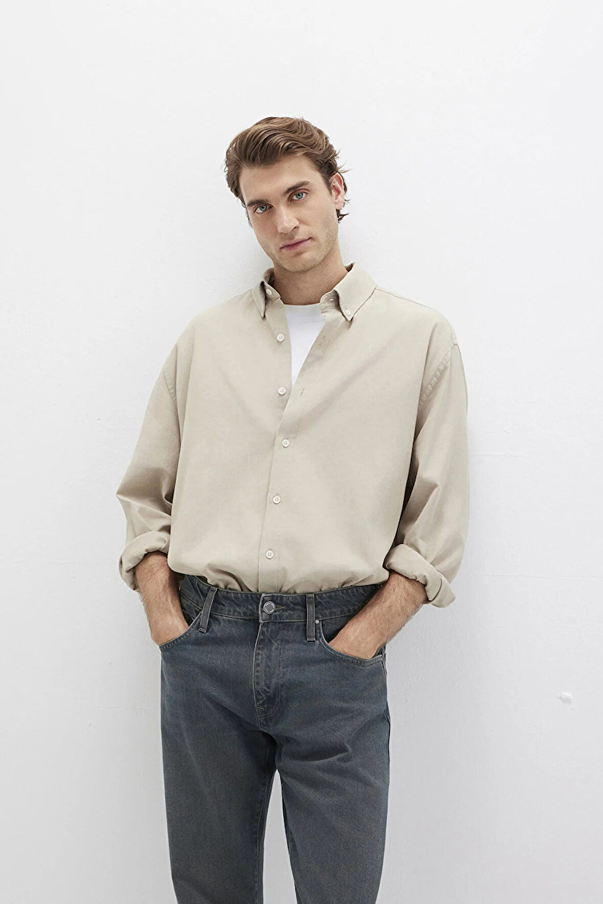 Mavi Erkek Uzun Kollu Pamuklu Gömlek M0211751 Bej