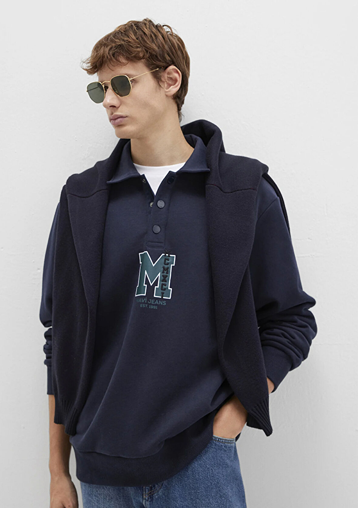 M Logo Baskılı Lacivert Sweatshirt 0S10494-70490