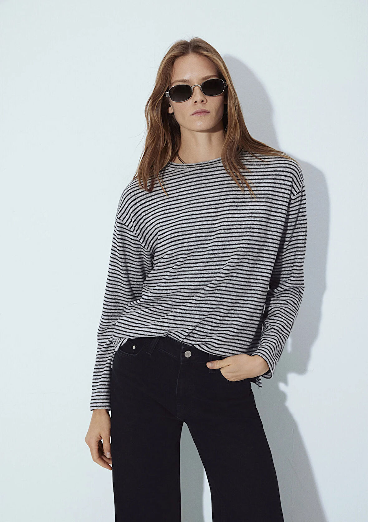 Bisiklet Yaka Çizgili T-Shirt 1613600-85407