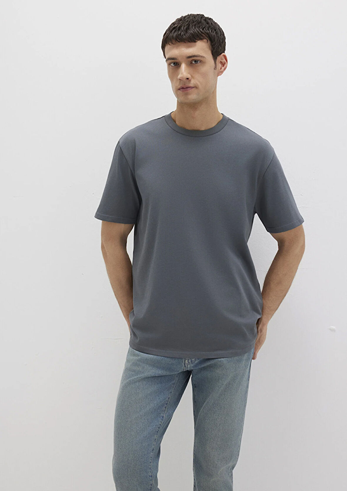 Bisiklet Yaka Lacivert Basic Tişört 0611596-80776