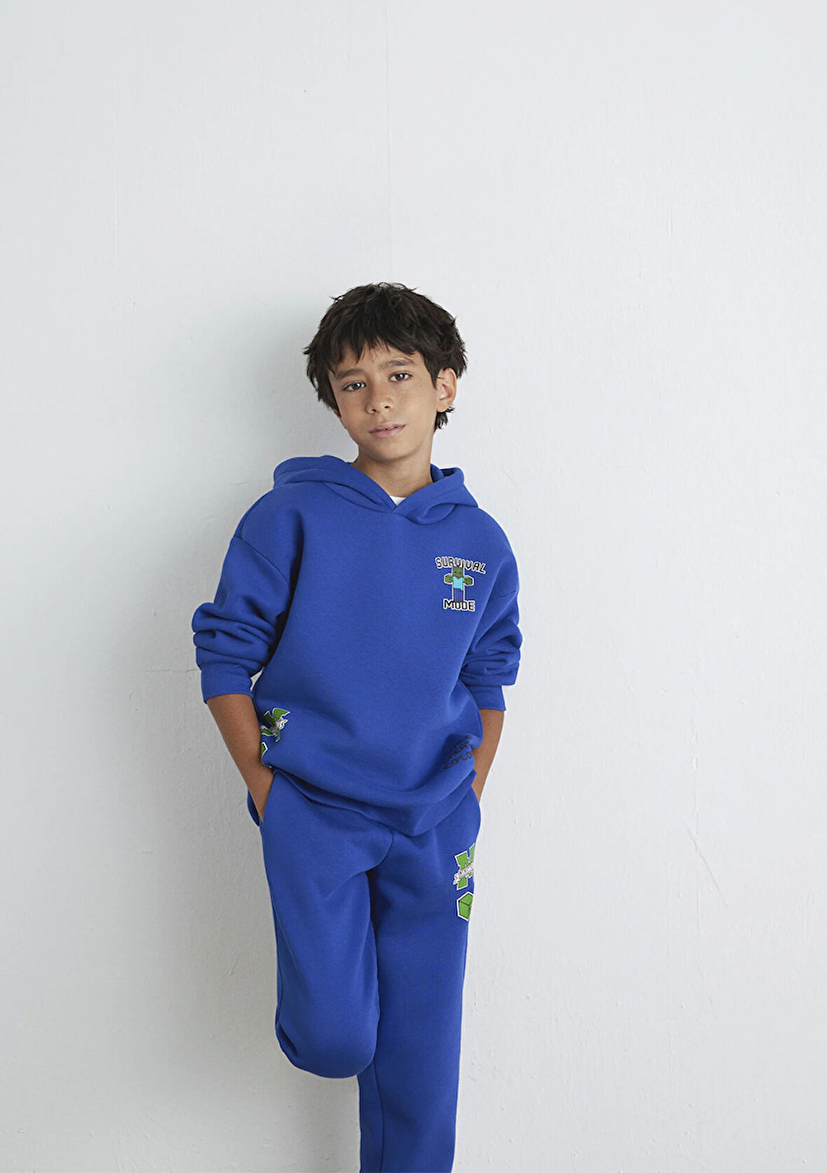 Minecraft Baskılı Mavi Sweatshirt 6S10174-70896