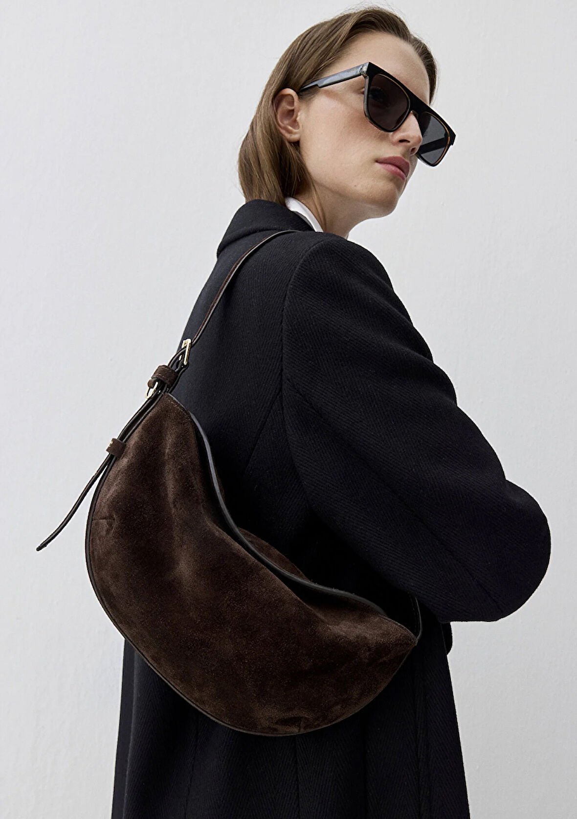 Süet Deri Koyu Kahverengi Kol Çantası 1913695-29718