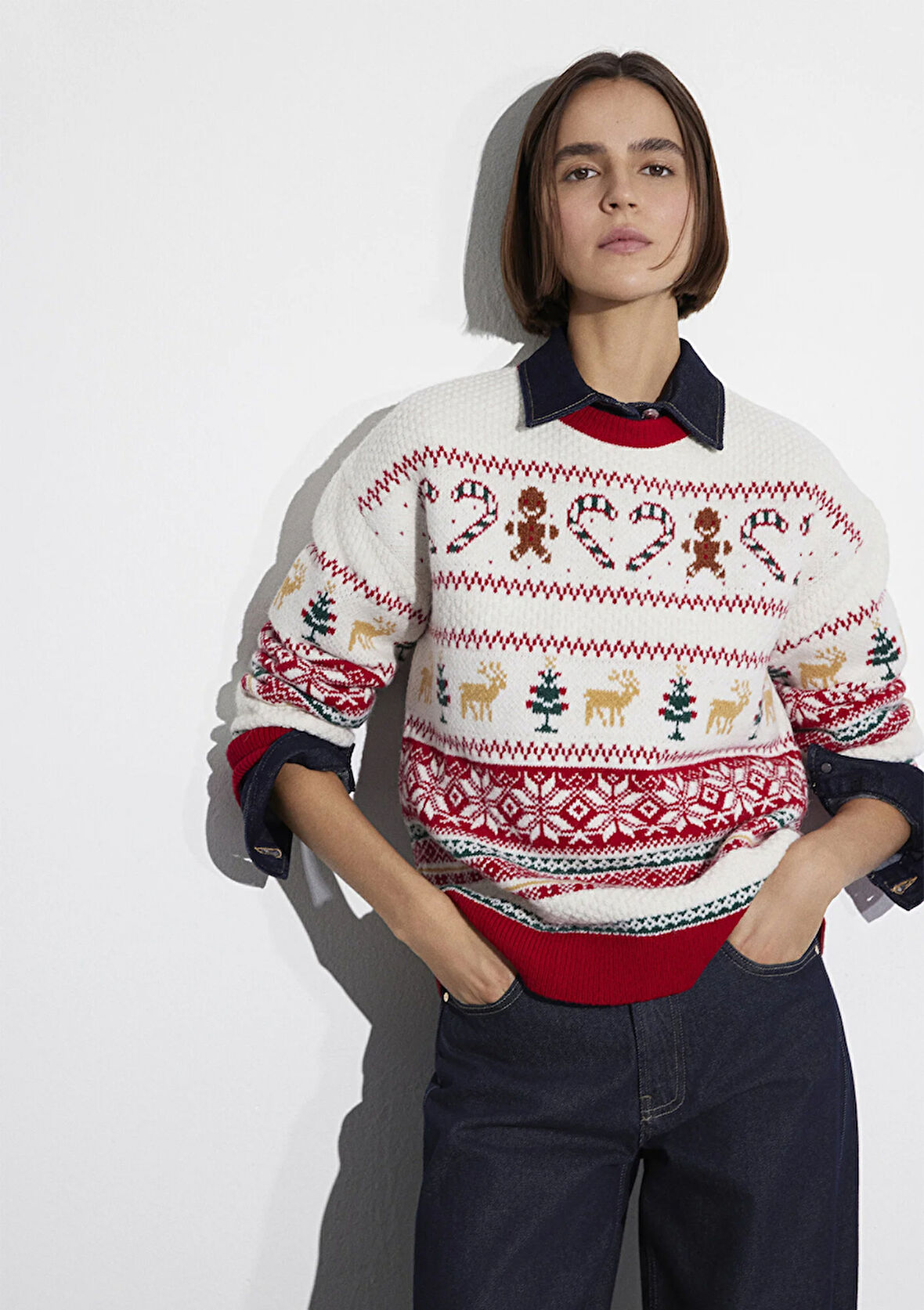 Yılbaşı Temalı Ekru Kazak 1710863-70057