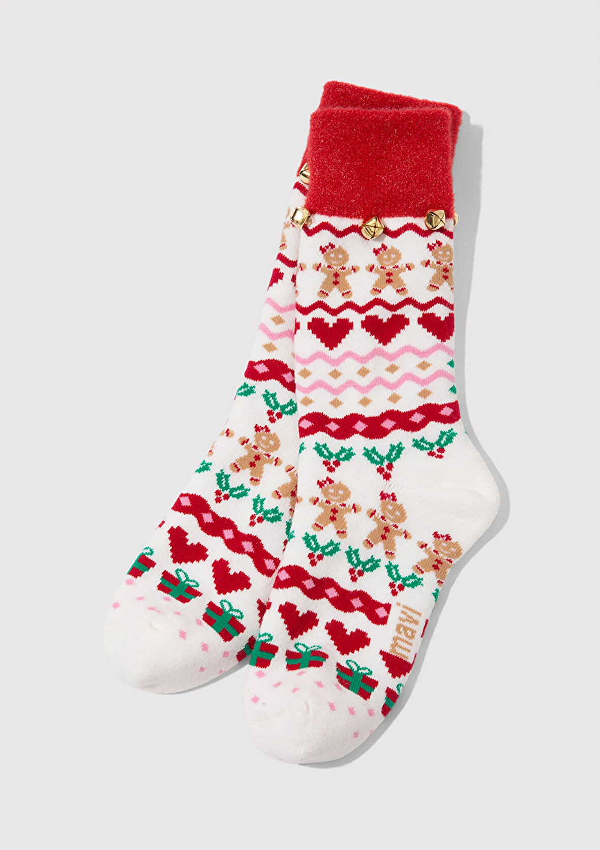 Yılbaşı Temalı Beyaz Bot Çorabı 1913701-34329