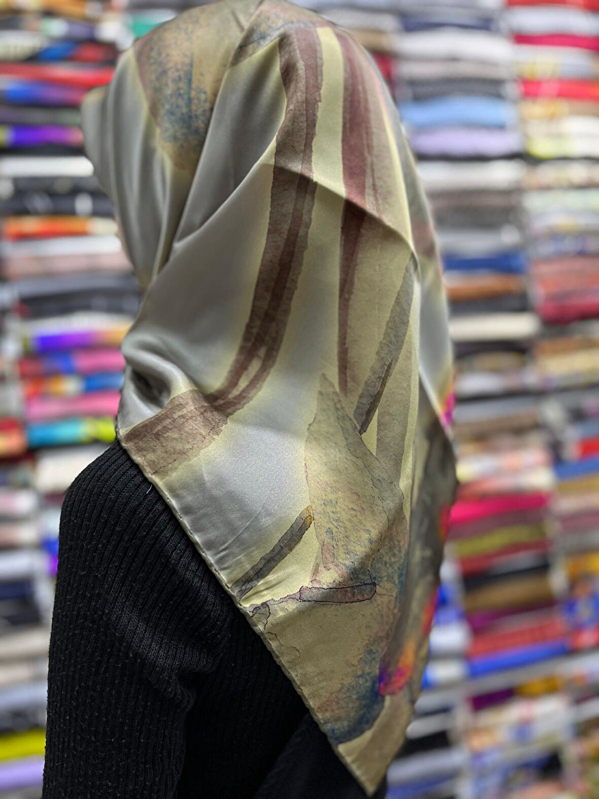 % 100 Saf İpek Sura Eşarp - Sonbahar - Kış  7995701