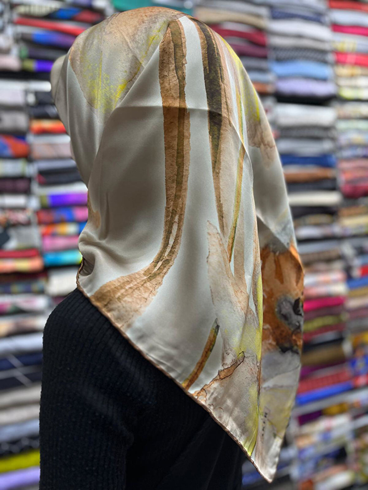 % 100 Saf İpek Sura Eşarp - Sonbahar - Kış  7995701