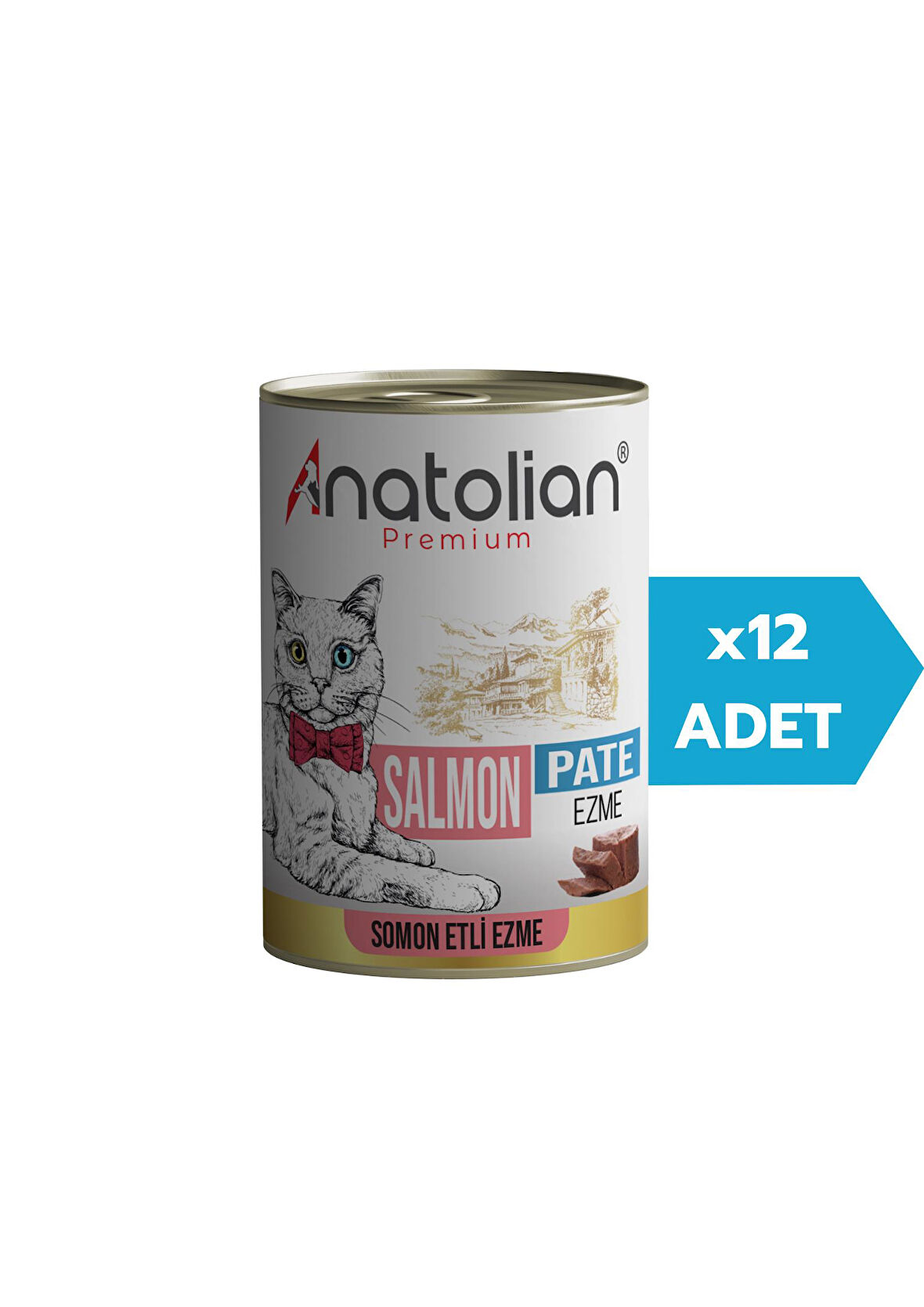 Anatolian Premium Adult Salmon Pate Somonlu Yetişkin Ezme Kedi Konservesi 400 gr x 12 Adet