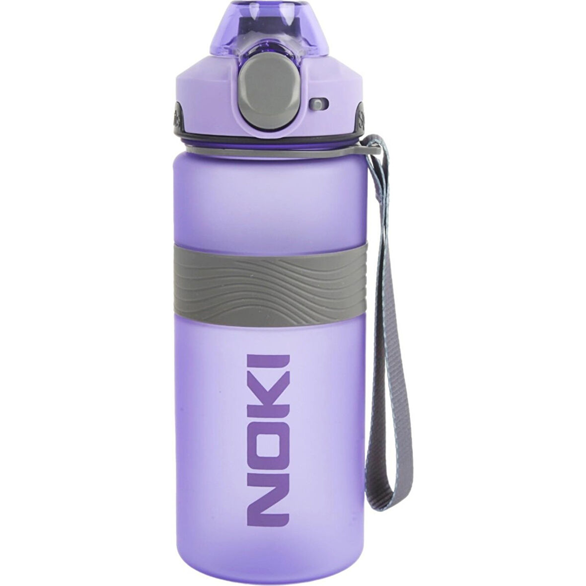 Noki Su Matarası Tritan Auto Kapak Soft Touch Silikon Bantlı Askılı 750 Ml Mor
