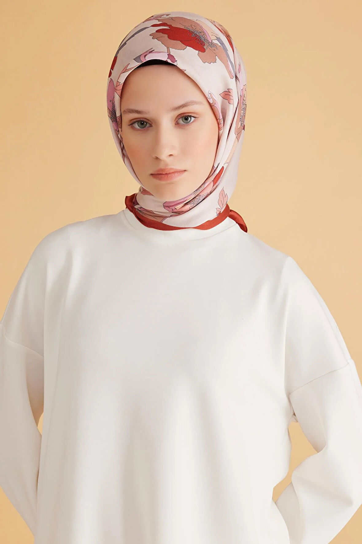 Belli Fresh Pure Eşarp 2-08 Krem Karışık Desen 49988