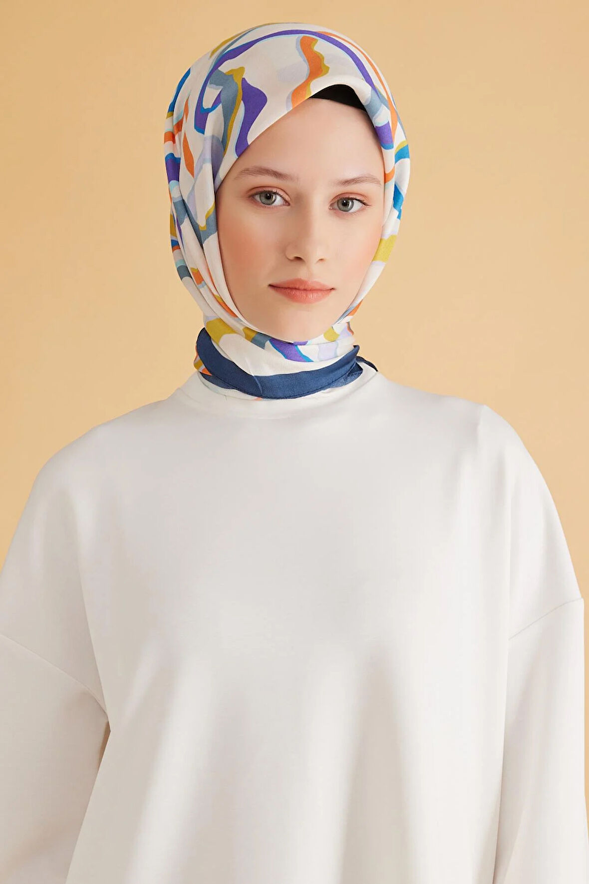 Belli Fresh Pure Eşarp 4-08 Lacivert Karışık Desen 49970