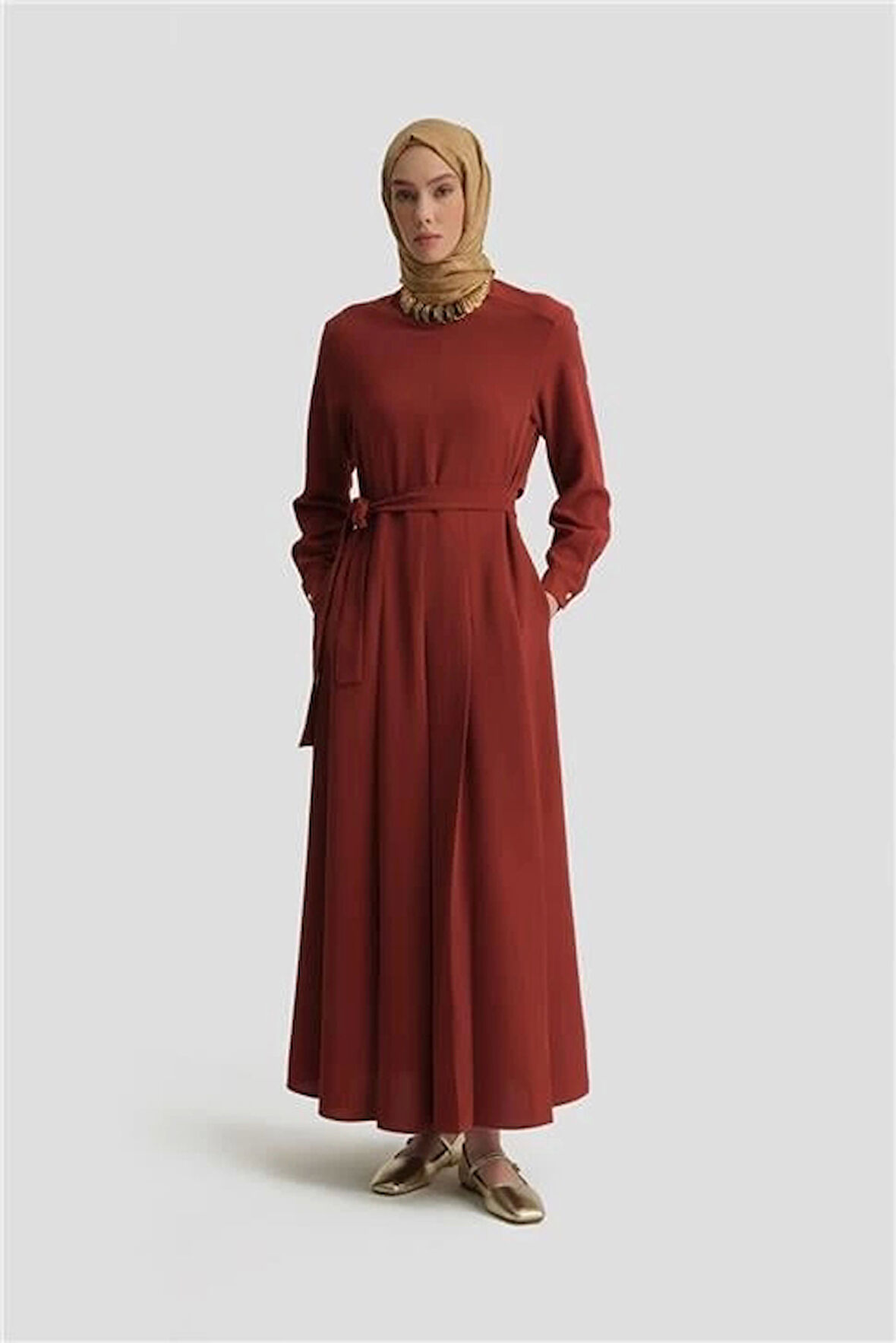 Armine Elbise 25Y9018 Koyu Kırmızı