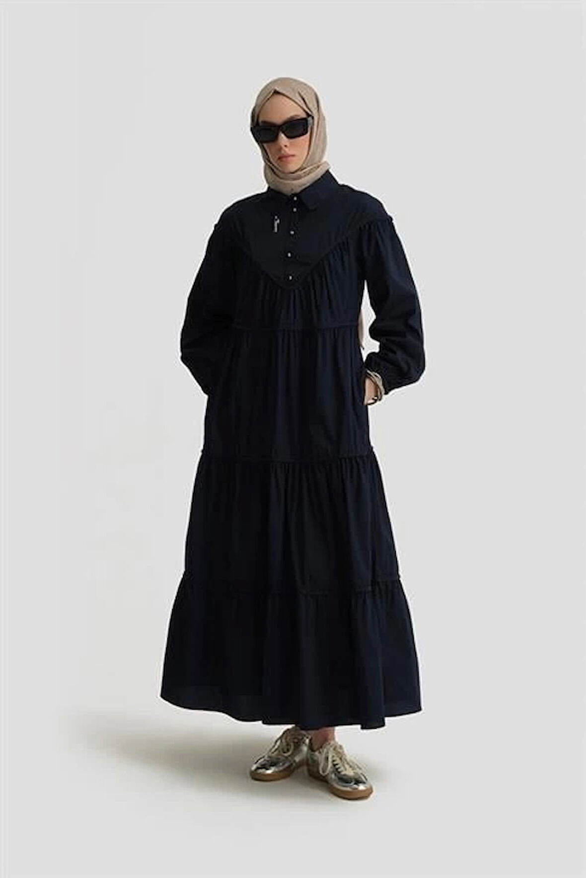 Armine Katlı Elbise 25Y9003 Lacivert
