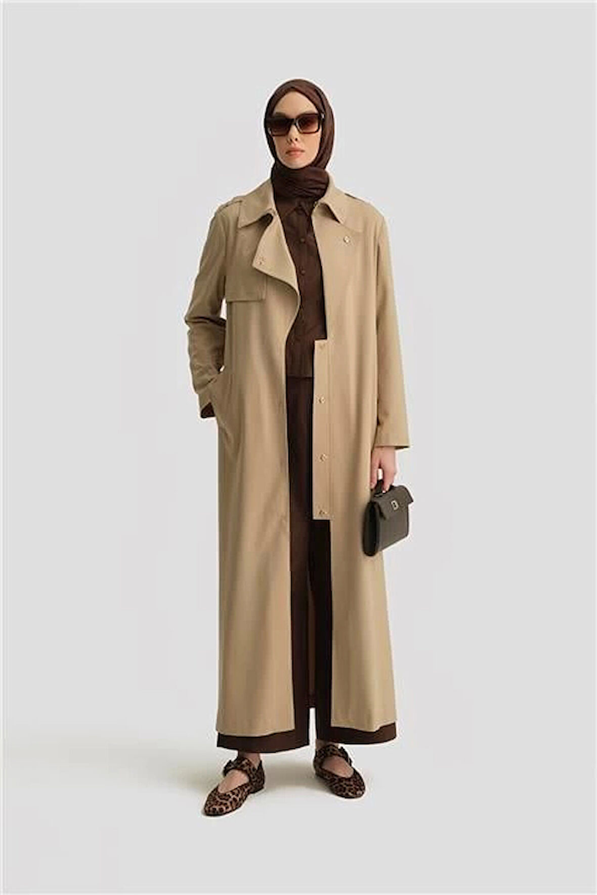 Armine Çift Yakalı Beli Kemerli Pardesü 25Y8207 Taş