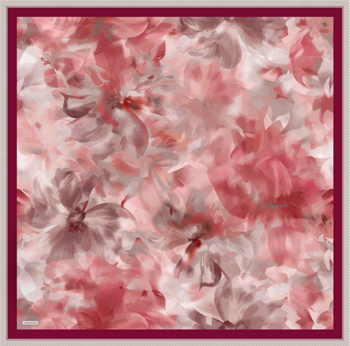 Armine Sura İpek Eşarp 9310-85 Kırmızı Karışık Desen 