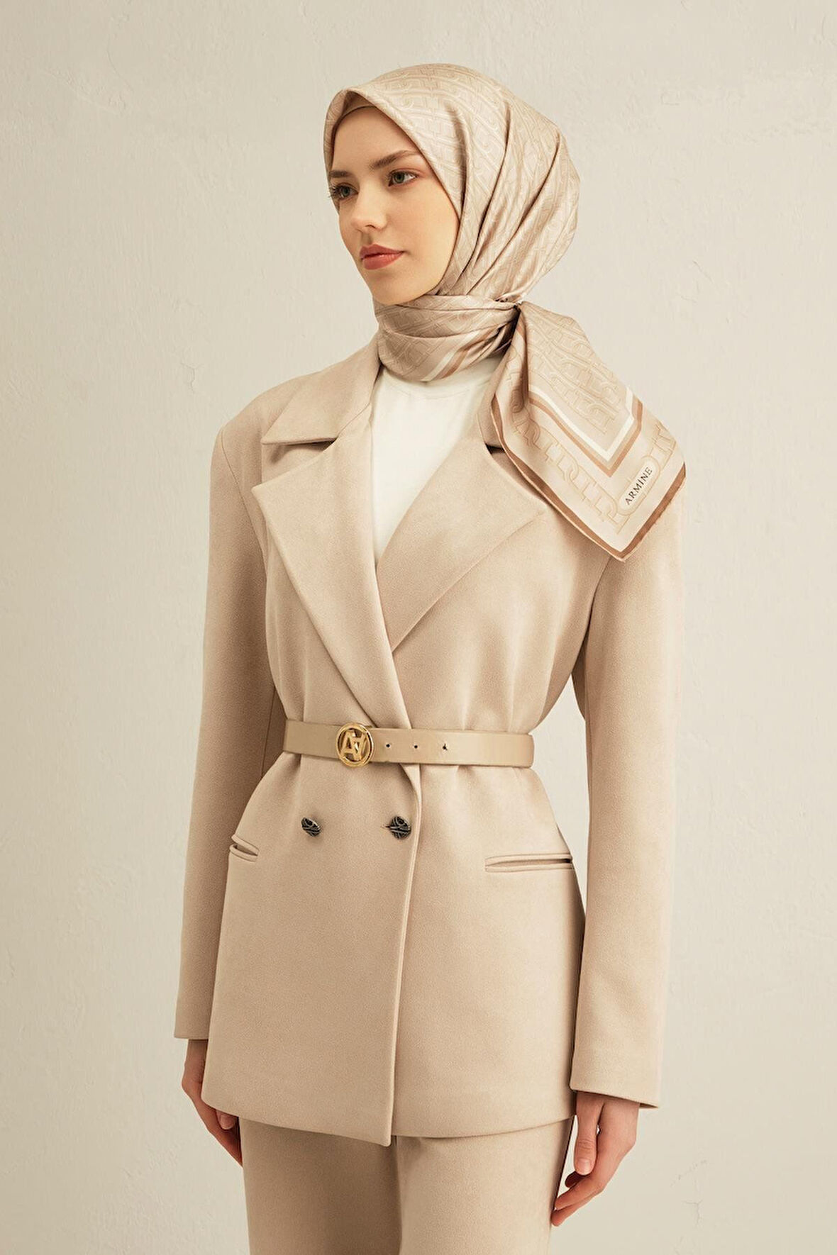 Desenli Saf Ipek Twill Eşarp 9301- 36