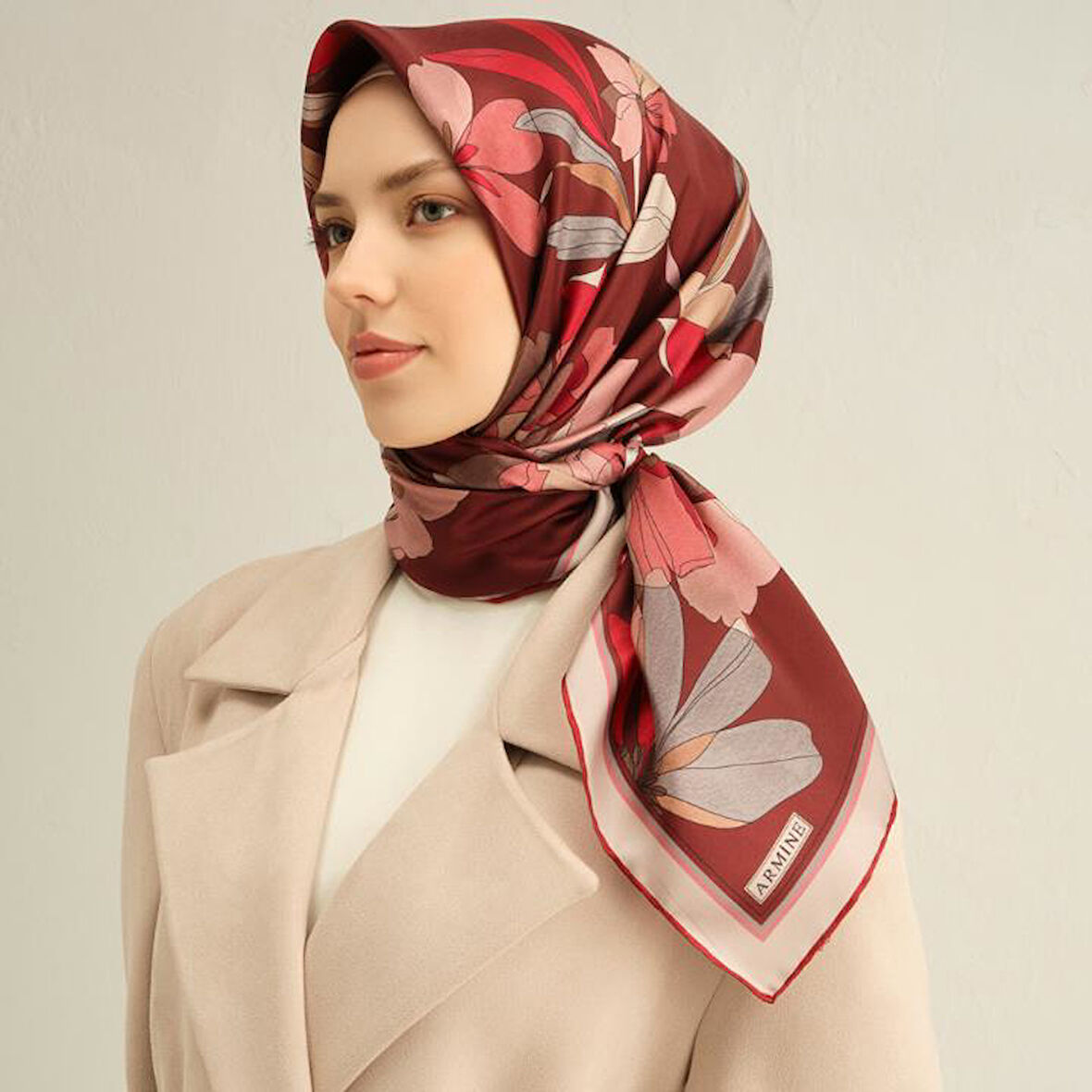 Armine E25YA9312D02 85 Dj Saf İpek Eşarp 9312D (T)