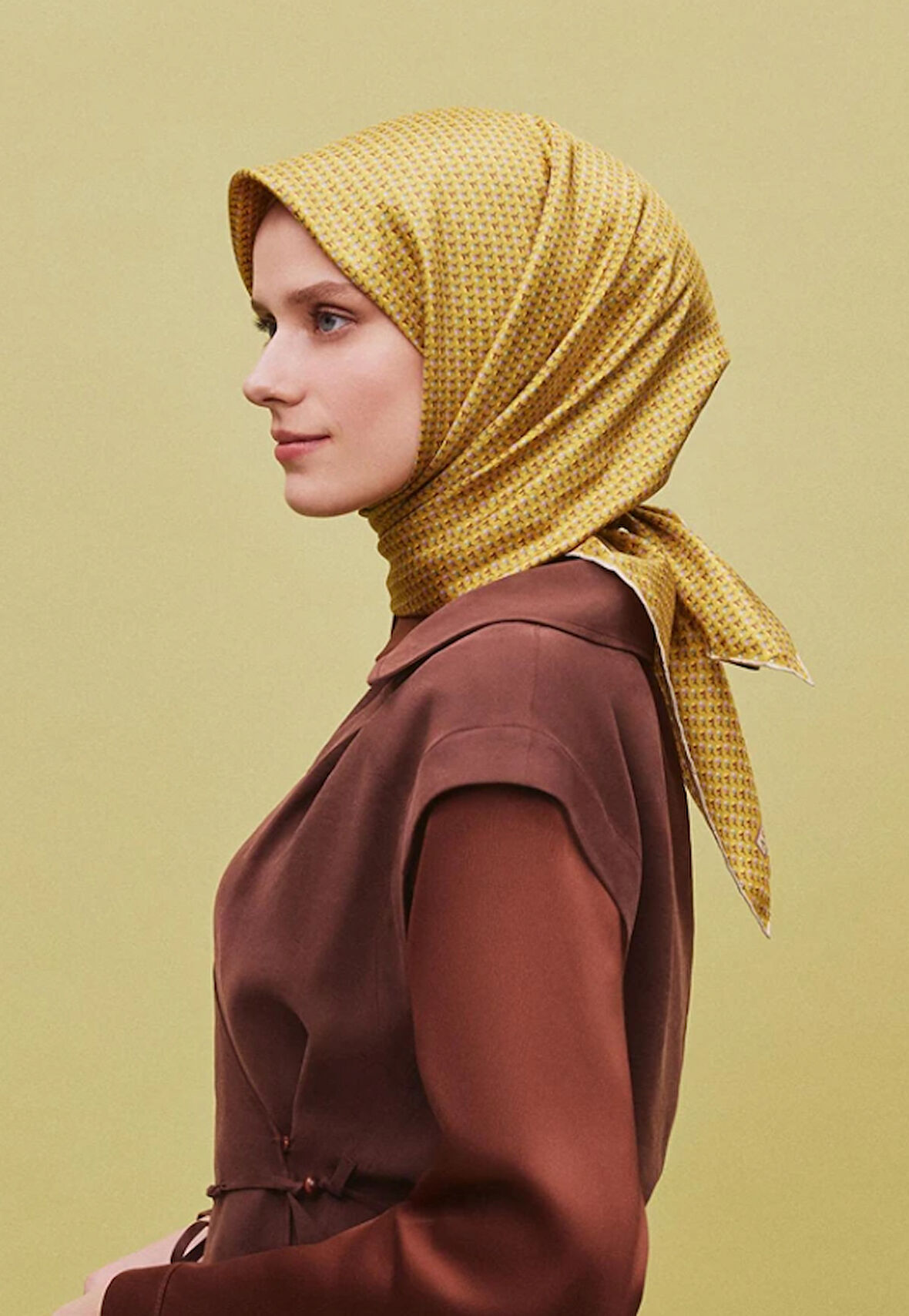 Armine Tivil İpek Eşarp 9307-35 Yeşil  Karışık Desen 
