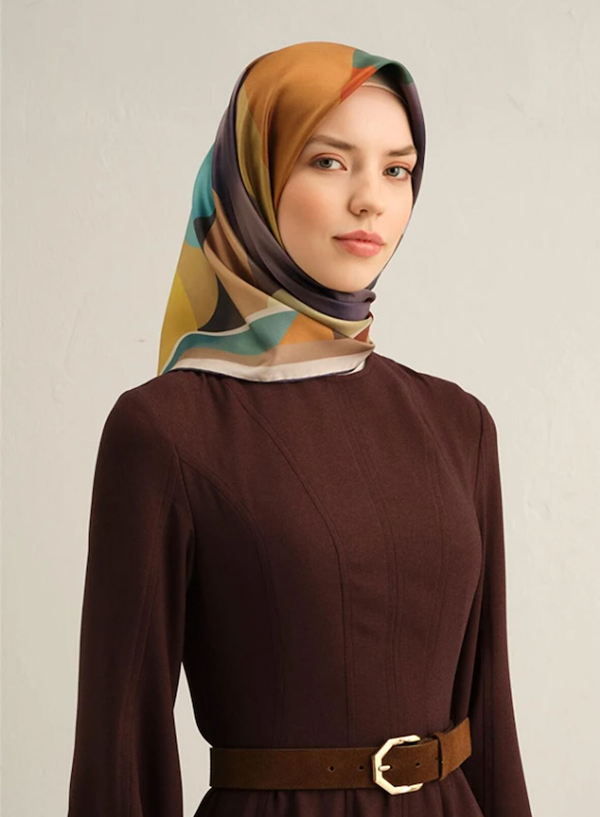 Armine Tivil İpek Eşarp 9331-04 Yeşil Karışık Desen 