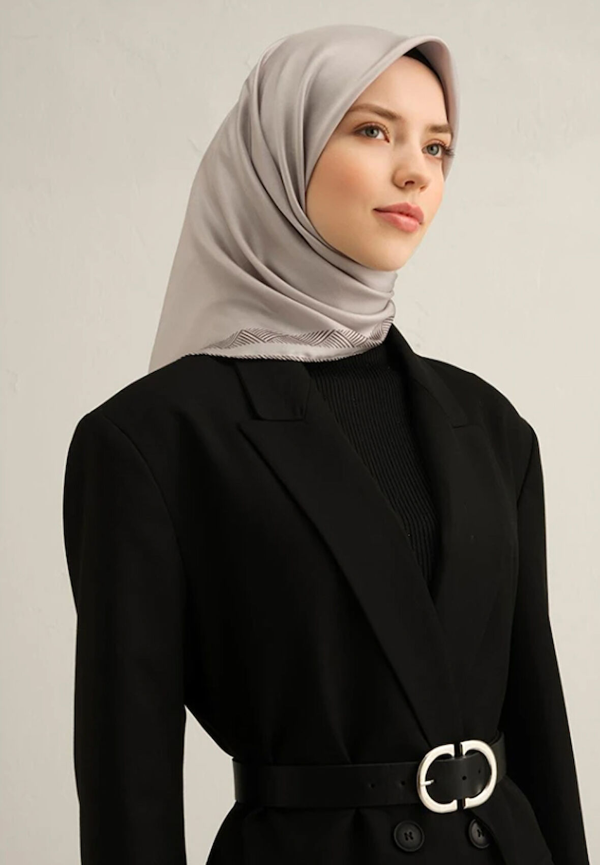 Armine Tivil İpek Eşarp 9357-57 Gri Karışık Desen 