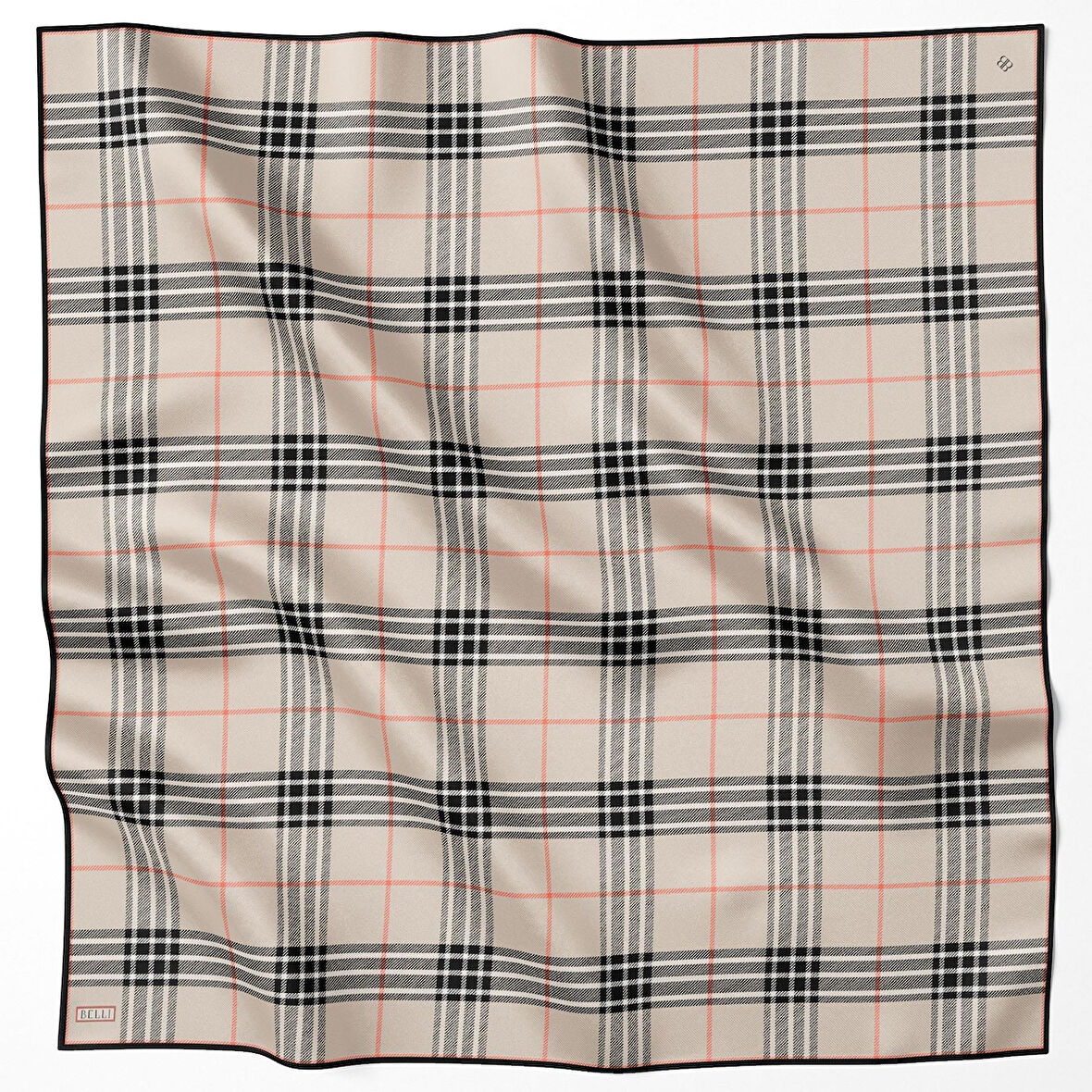 Belli Tivil İpek Eşarp 4122-02 Krem Karışık Desen 