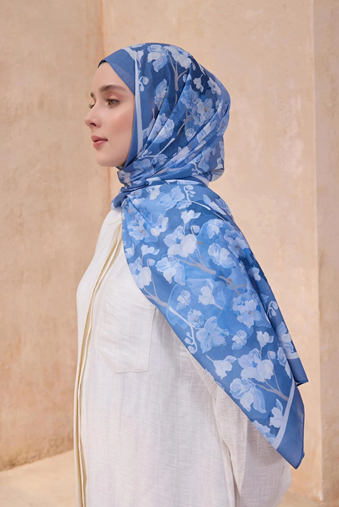 Belli Fresh Tela Şal 4-07 Mavi Karışık Desen 49712