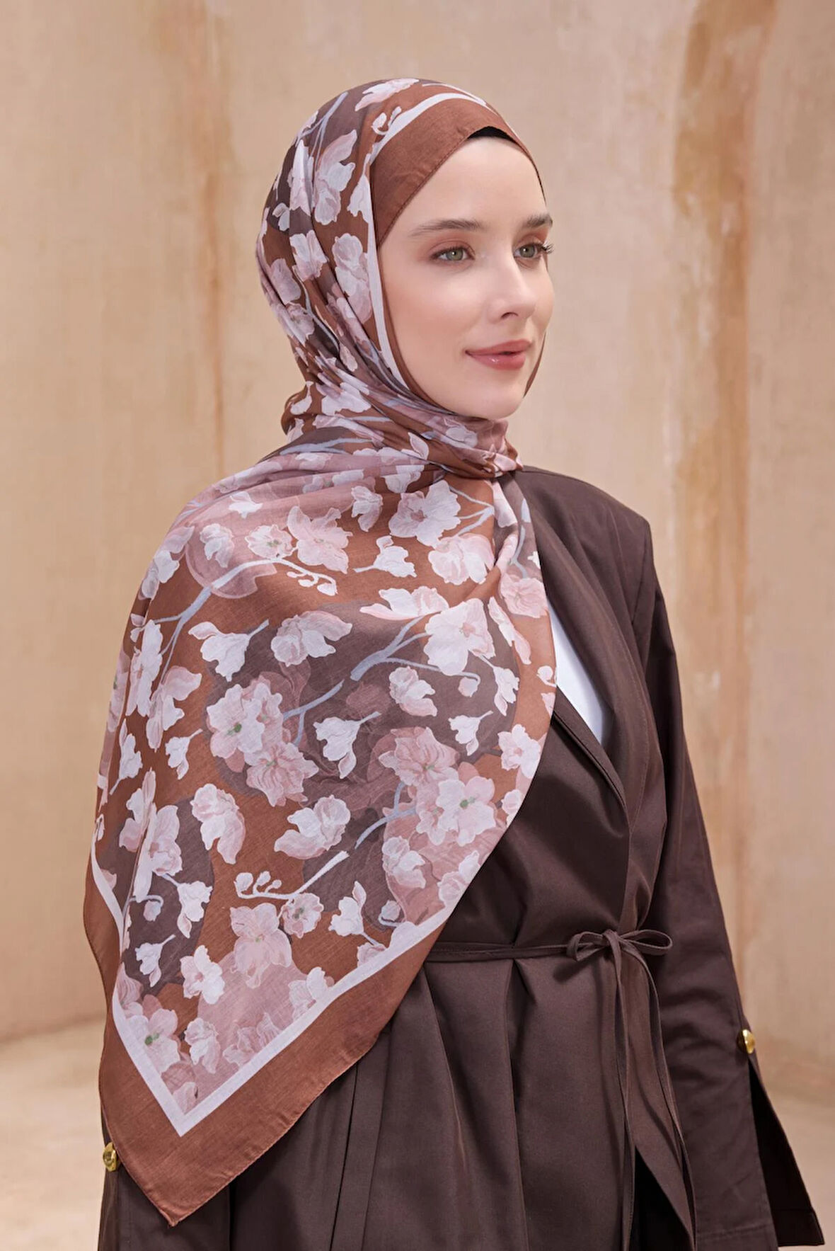 Belli Fresh Tela Şal 4-10 Kahverengi Karışık Desen 49713