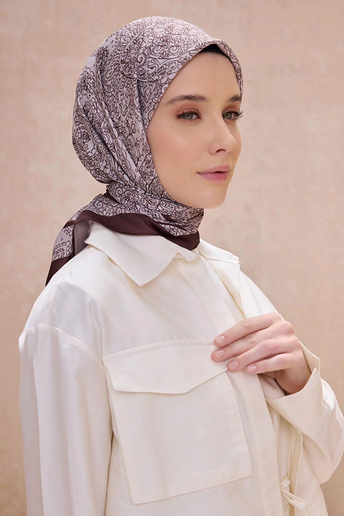 Belli Fresh Twist Eşarp 24 Kahverengi Karışık Desen 49743