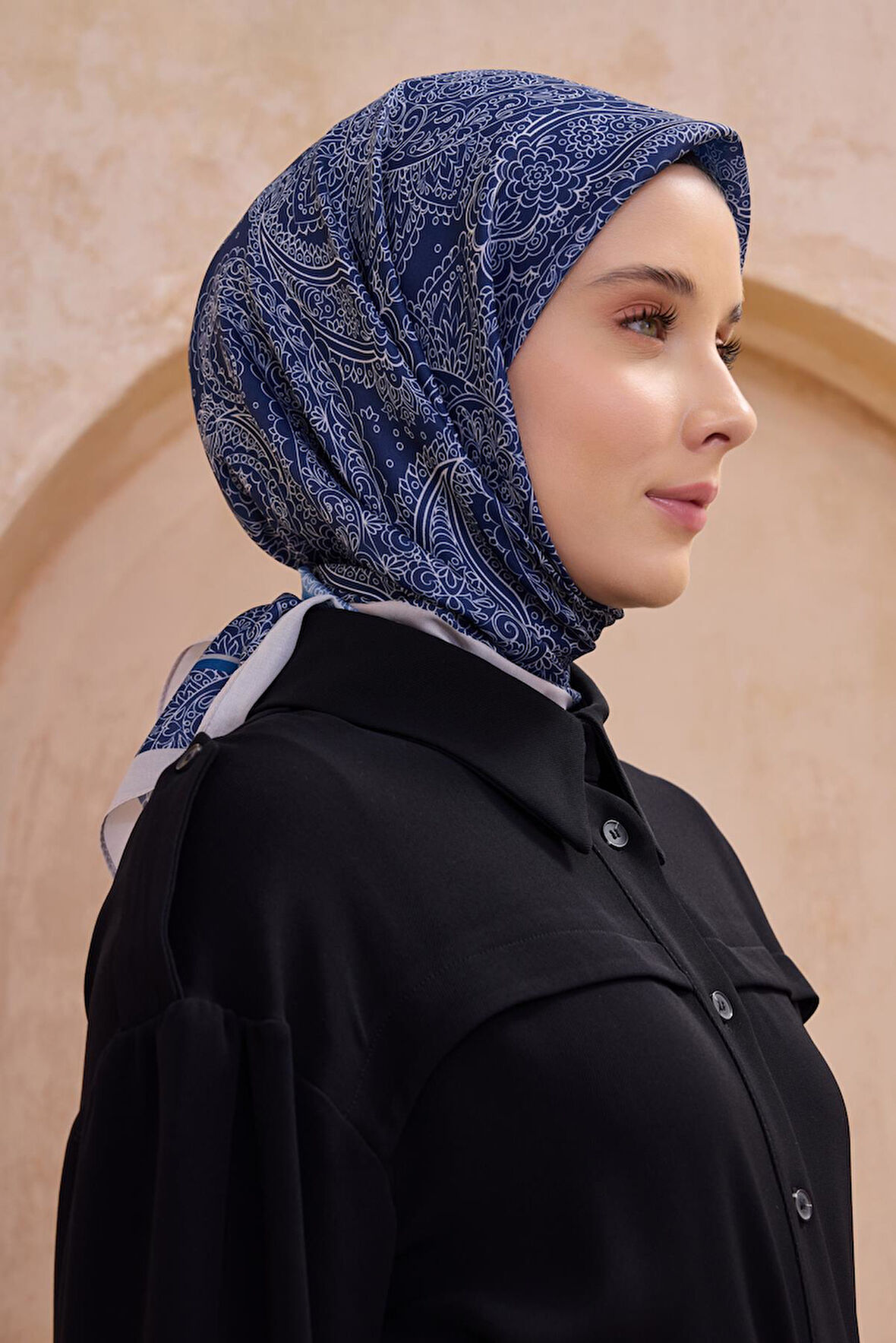 Belli Fresh Twist Eşarp 28 Lacivert Karışık Desen 49742