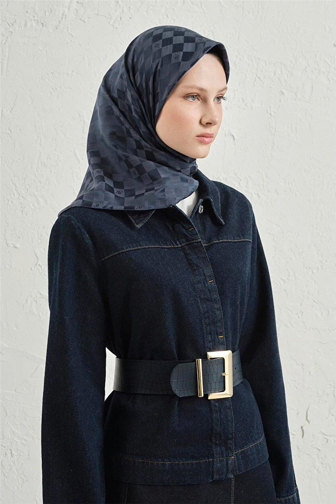 İpek Pamuk Dama Eşarp - 4464