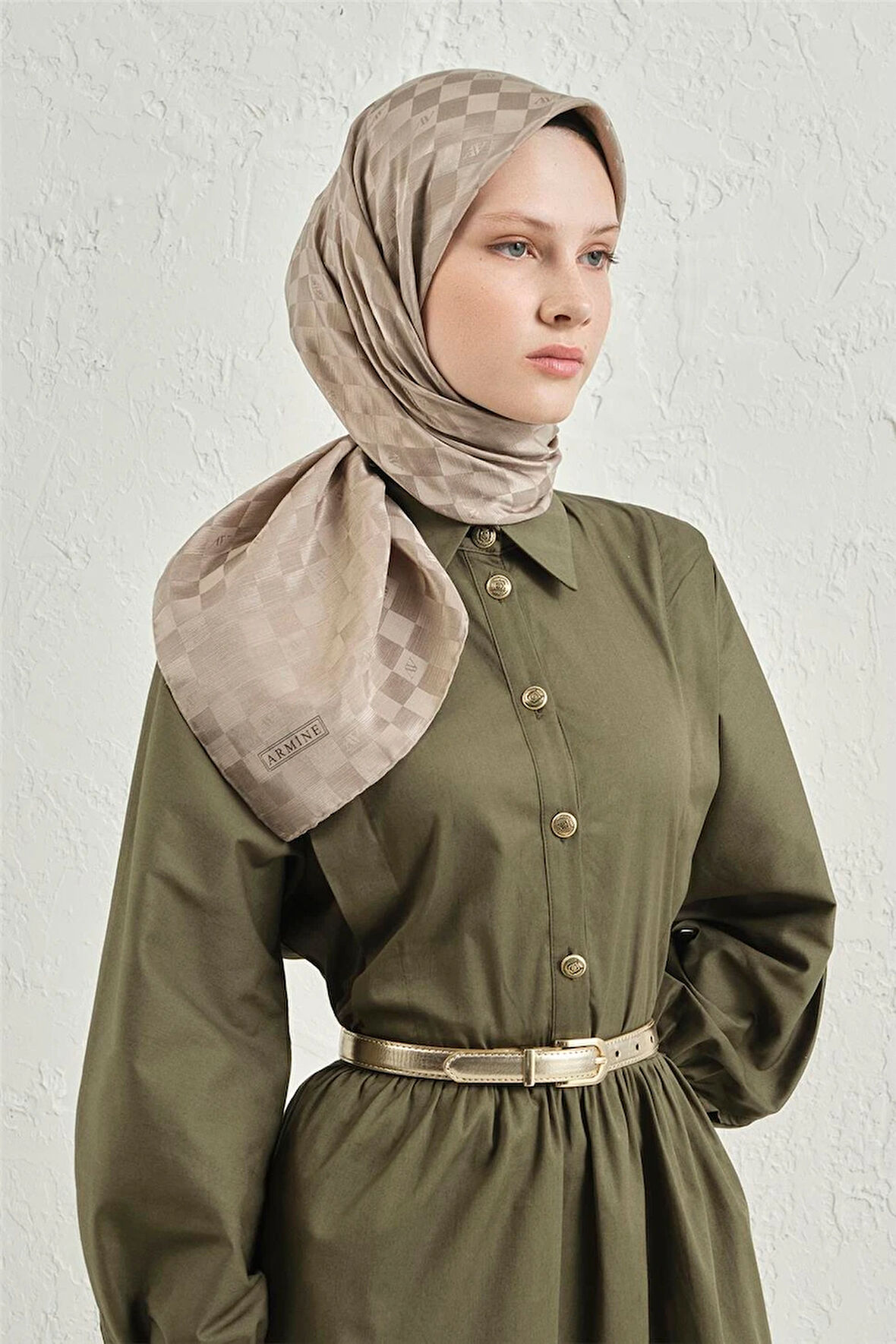 İpek Pamuk Dama Eşarp - 4464