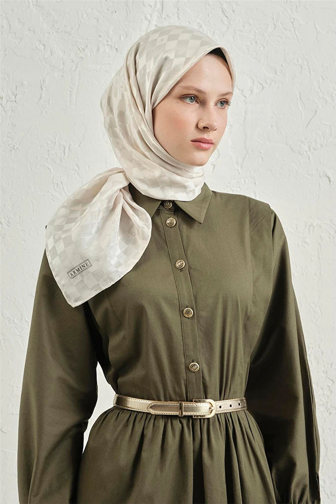 İpek Pamuk Dama Eşarp - 4464