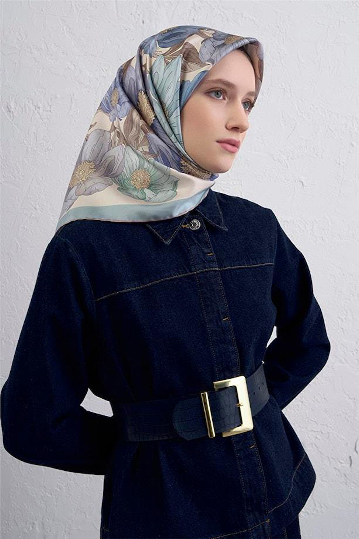 Armine Tivil Saf İpek Eşarp 9403 - 35 Mint Yeşili Karışık Desen