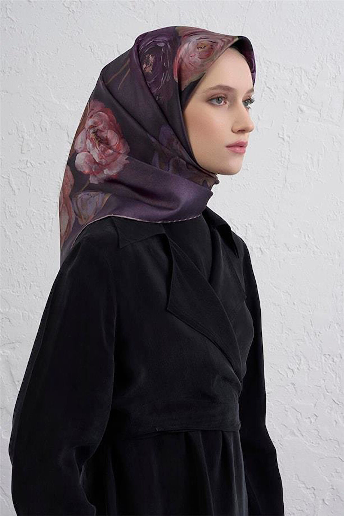 Armine Tivil Saf İpek Eşarp 9419 - 32 Mor Karışık Desen