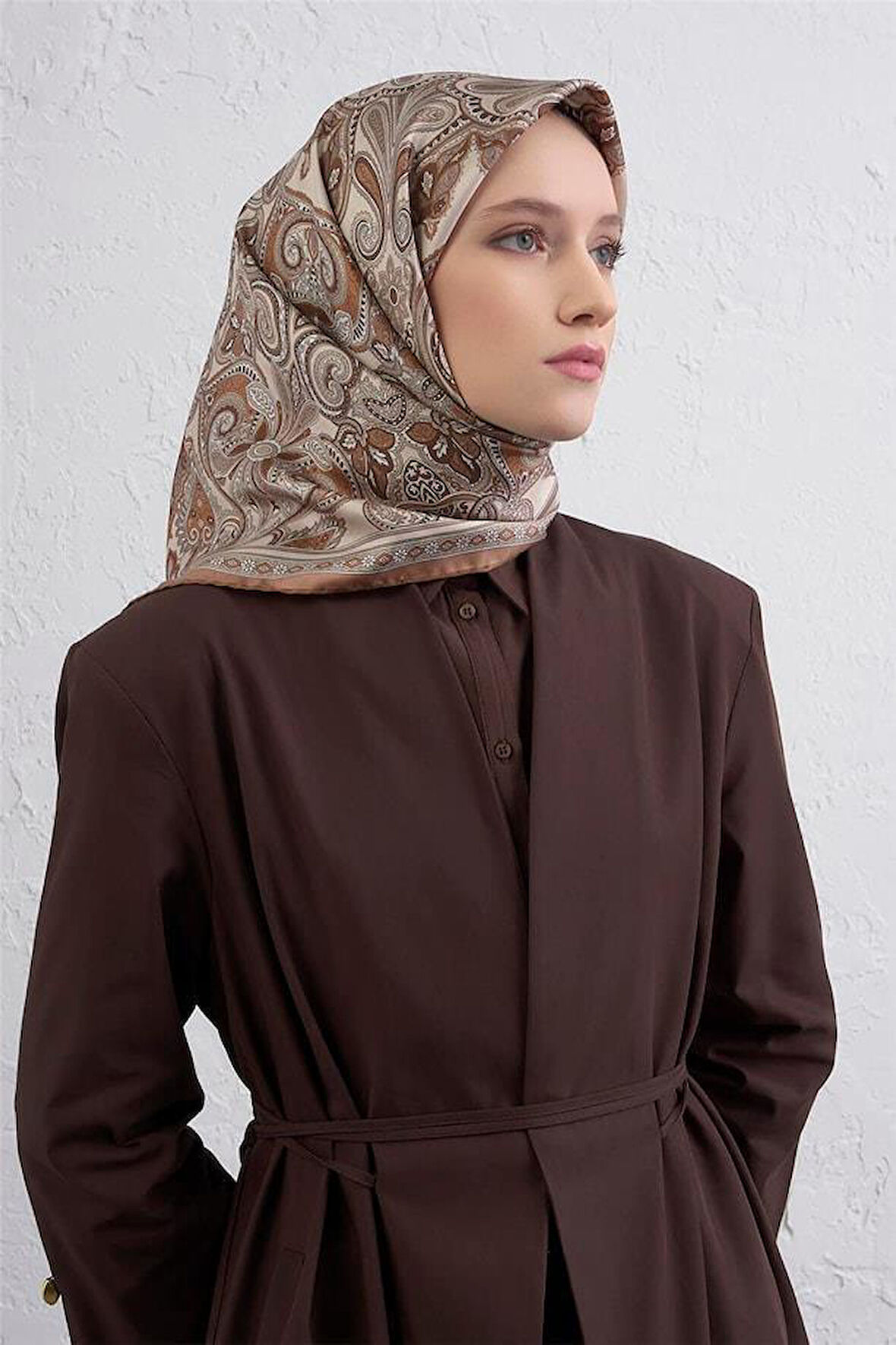 ArmineTivil Saf İpek Eşarp 9421 - 04 Krem Karışık Desen 