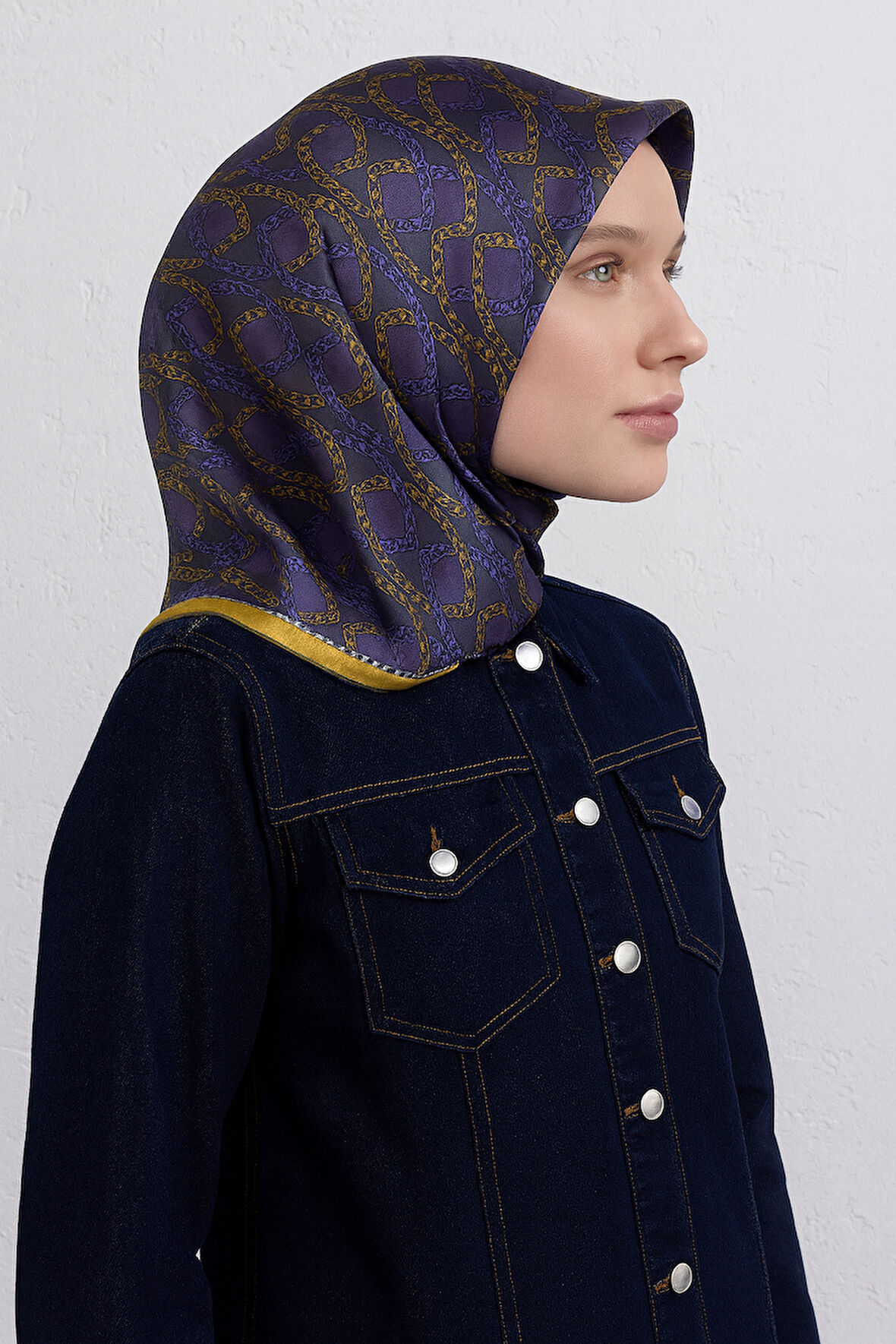 Armine Tivil Saf İpek Eşarp 9410 - 58 Füme Karışık Desen