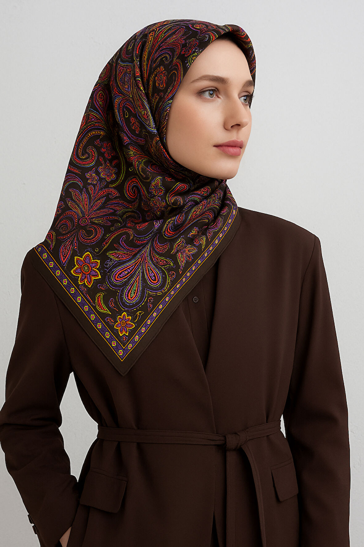 Armine Sura Saf İpek Eşarp 9421 Karışık Desen