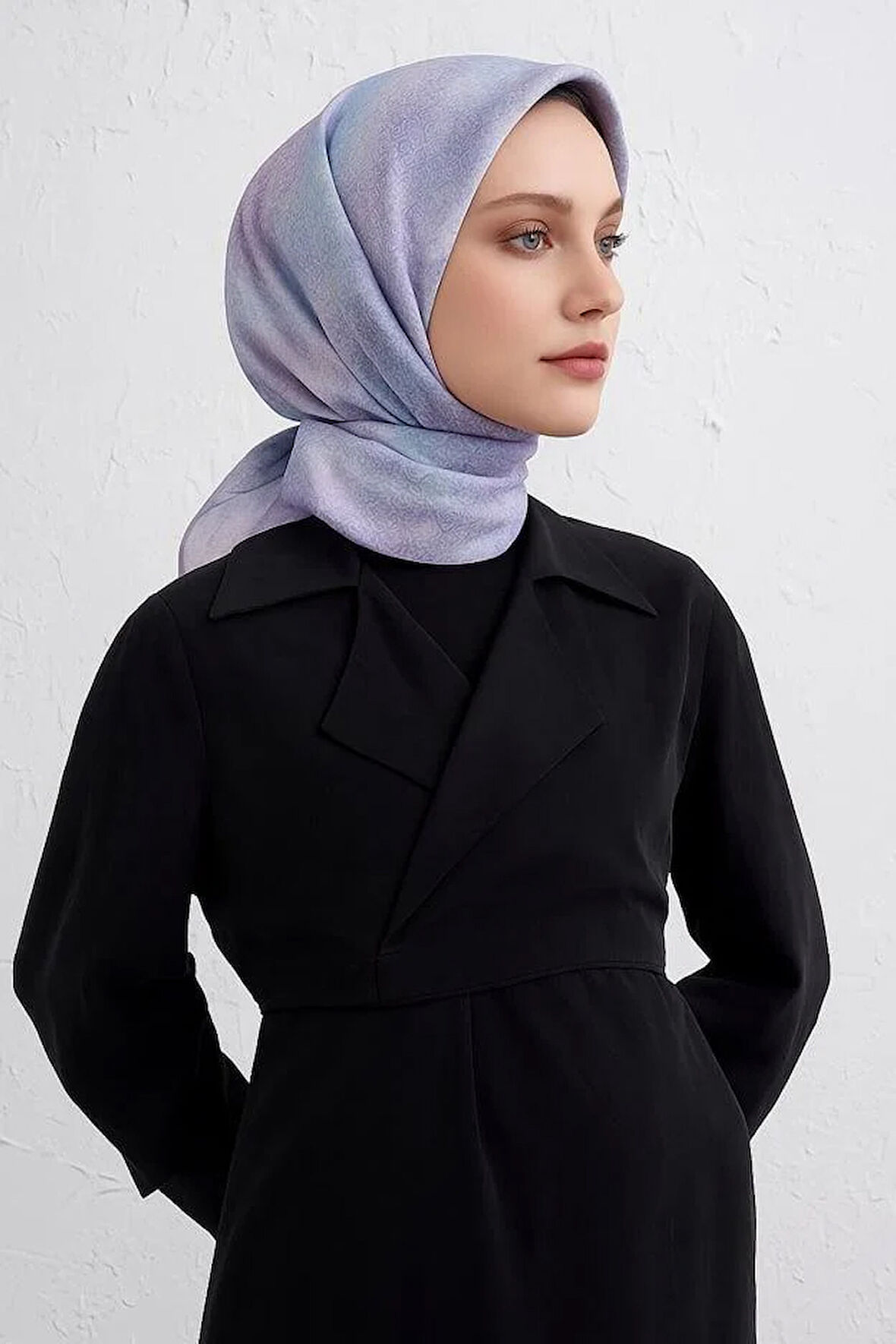 Armine Tivil Saf İpek Eşarp 9437 - 05 Mor Karışık Desen