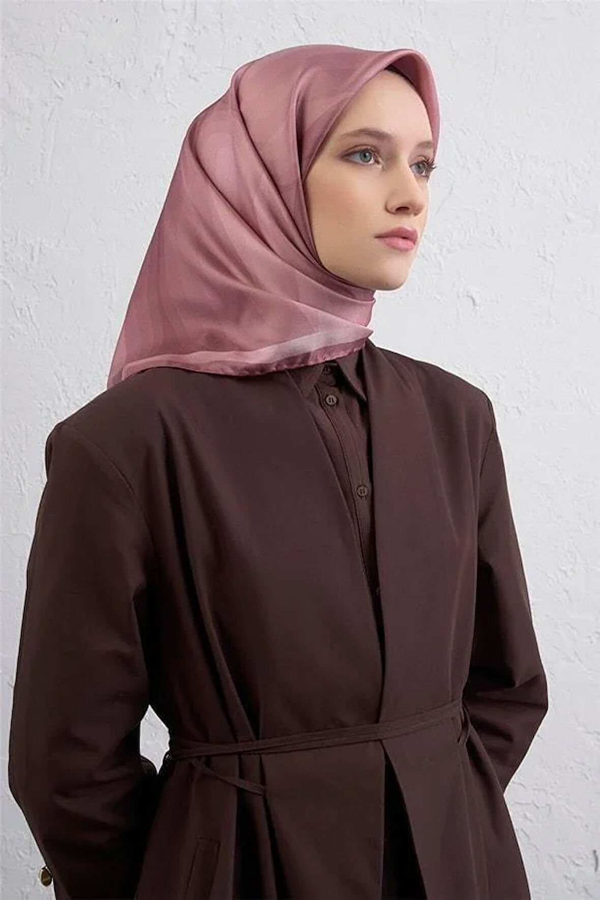 Armine Tivil Saf İpek Eşarp 9402 - 05 Pembe Çizgi Desen