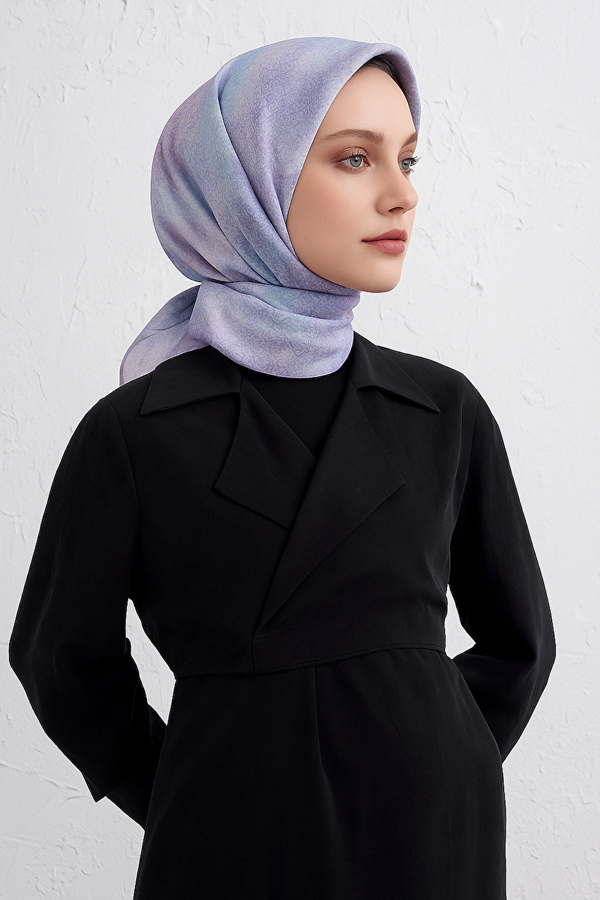 Armine Sura Saf İpek Eşarp 9437 - 05 Lila Karışık Desen