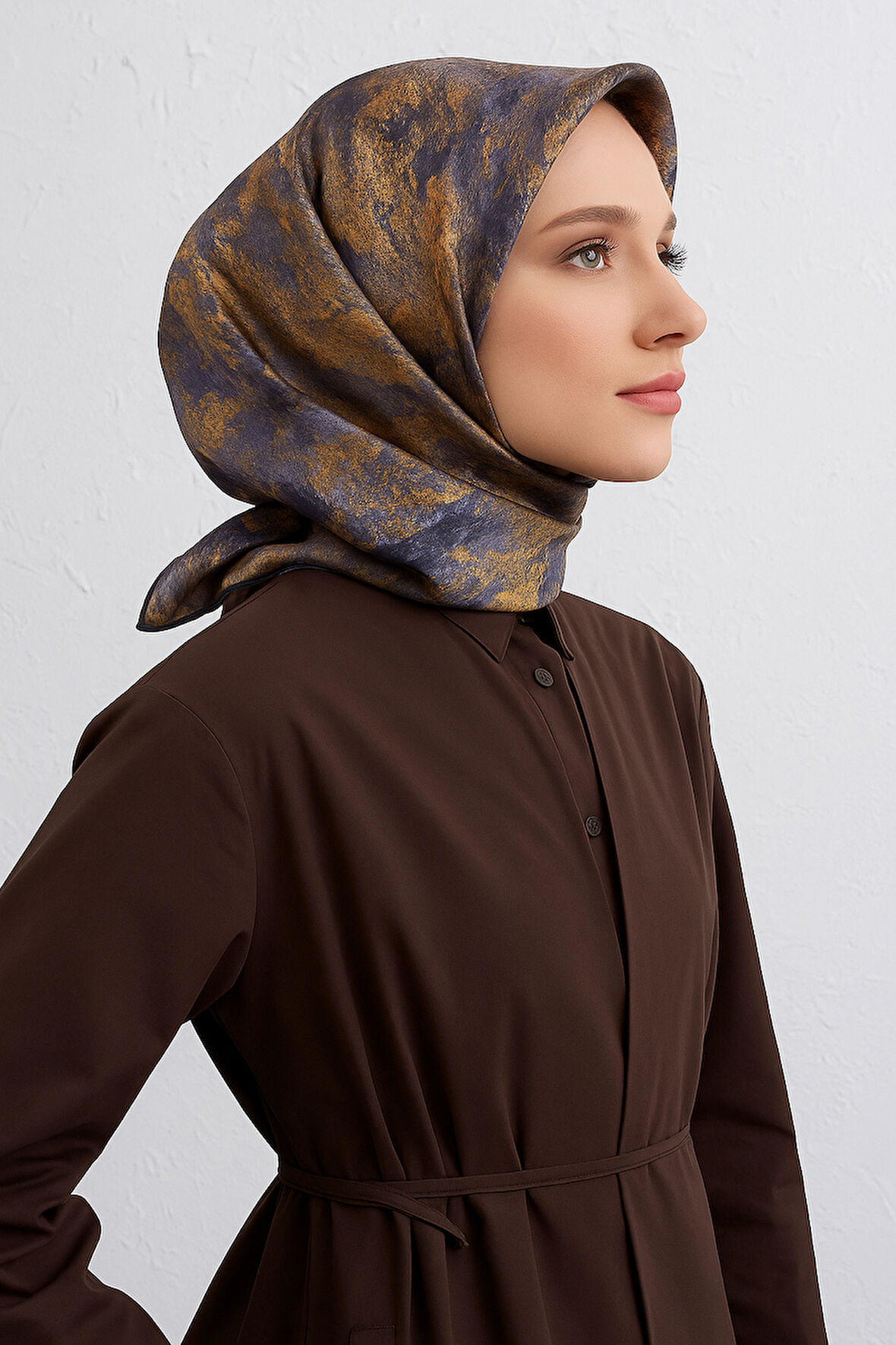 Armine Tivil Saf İpek Eşarp 9433 - 51 Lila Karışık Desen