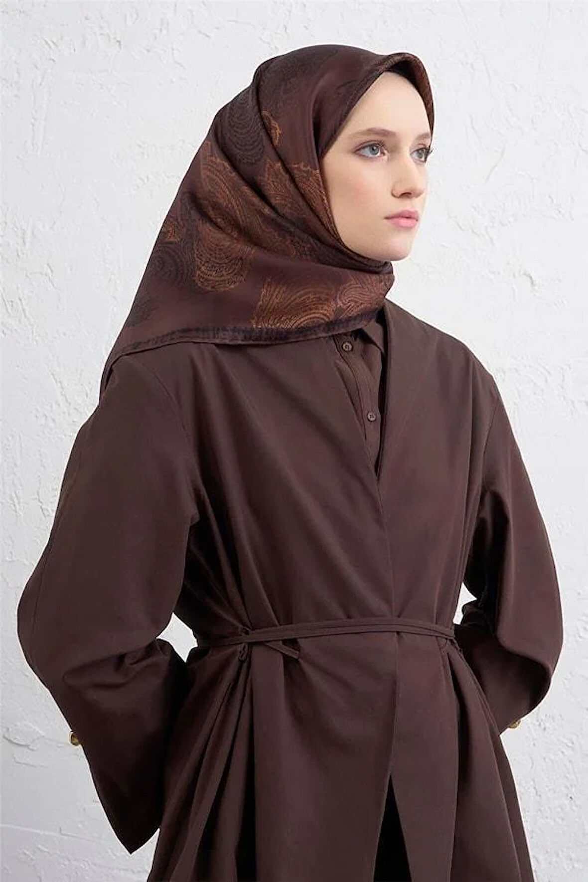 Armine Sura Saf İpek Eşarp 9428 - 80 Bordo Karışık Desen