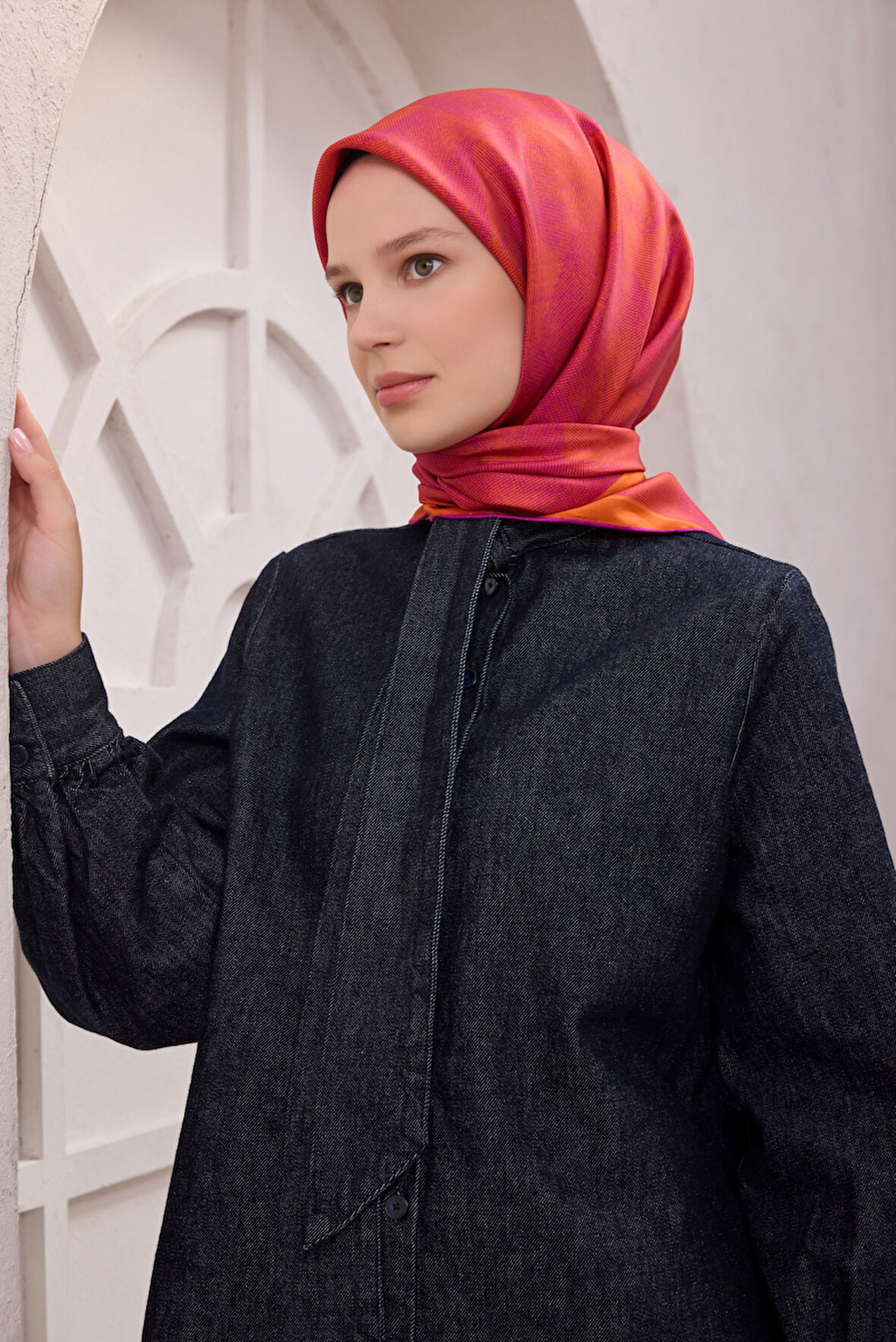 Geometrik Desen İpek Twill Eşarp 4201D01 36